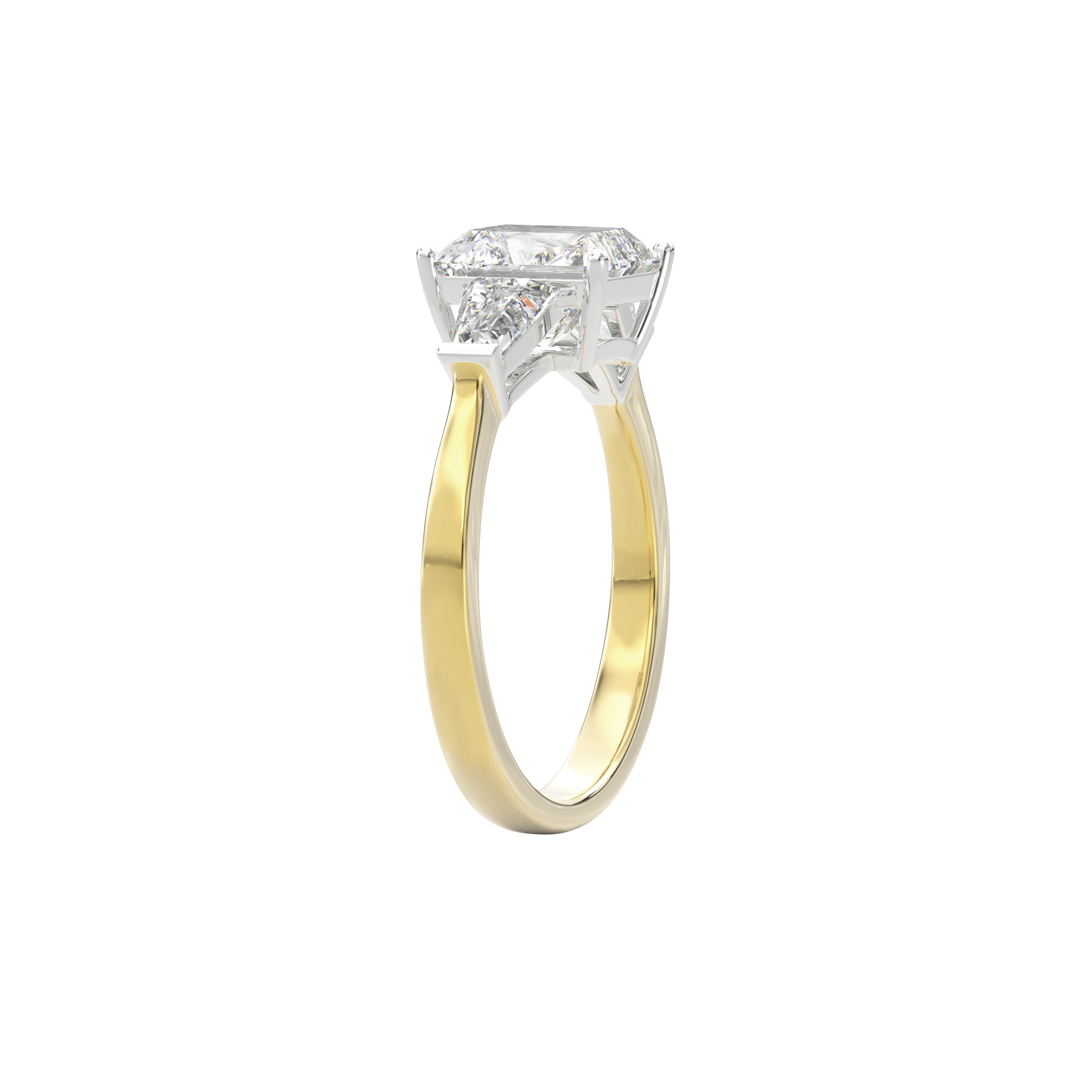 Daphnis Three Stones Engagement Ring Radiant•Yellow Gold