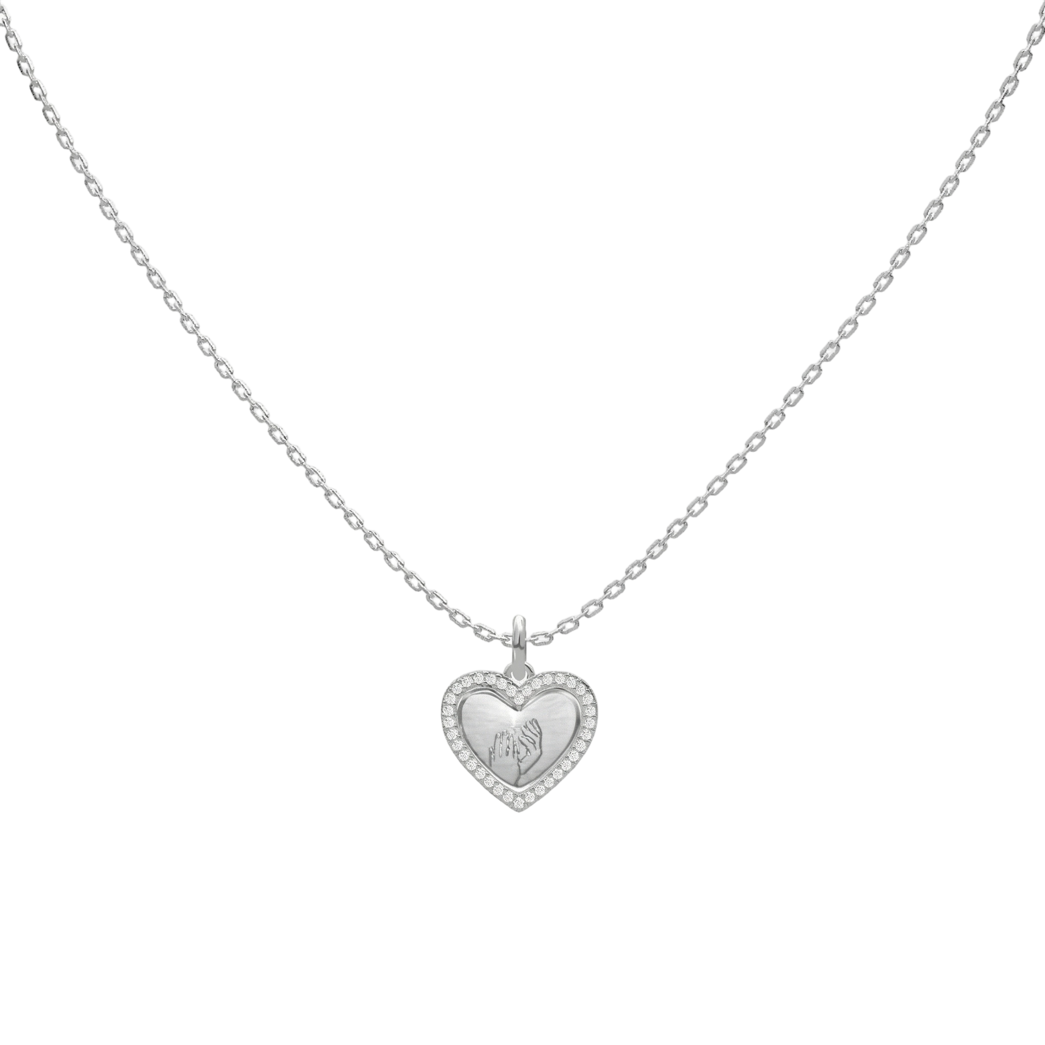 Rhodium Plated Heart MemoraCarve Necklace