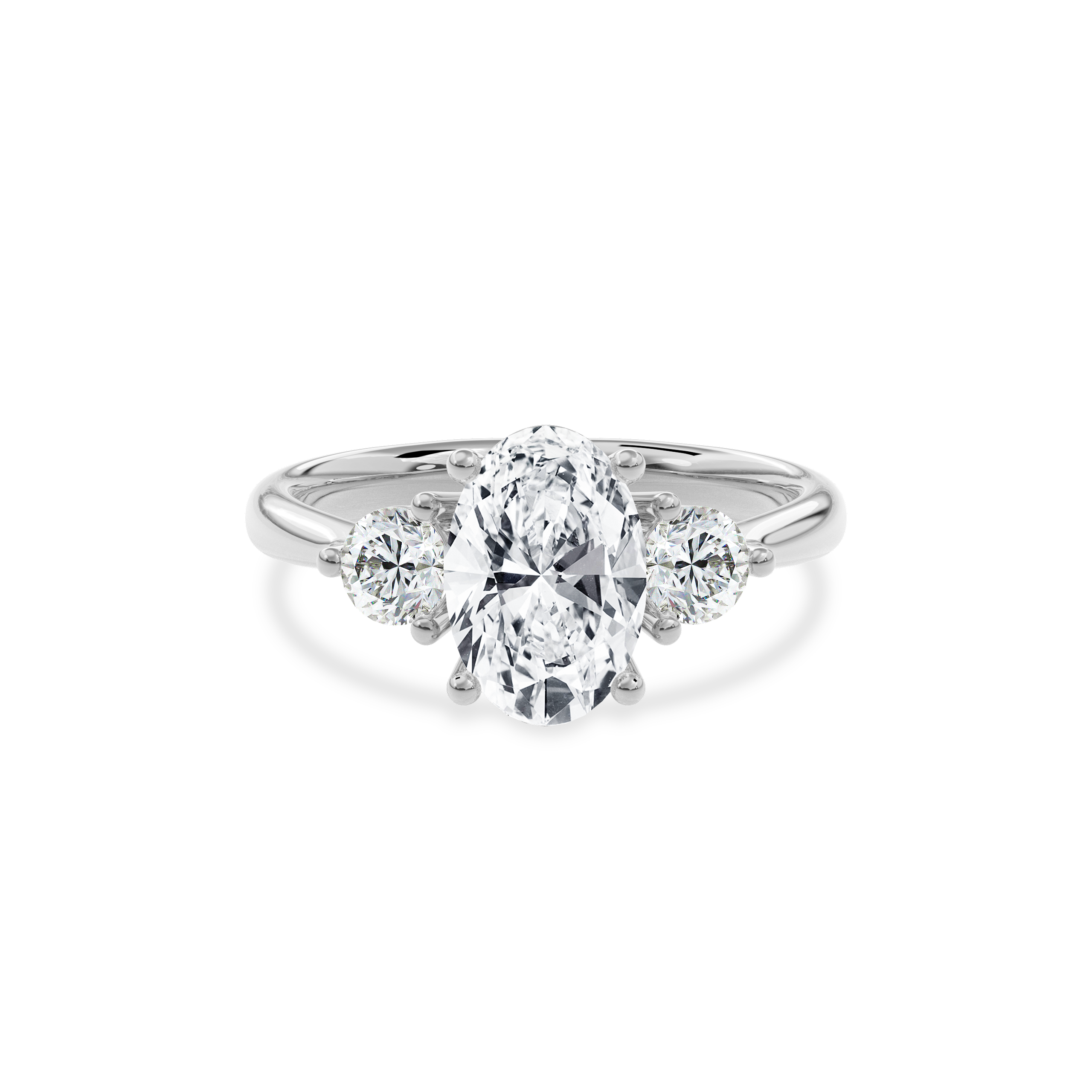 Daphnis Three Stones Engagement Ring Oval•White Gold