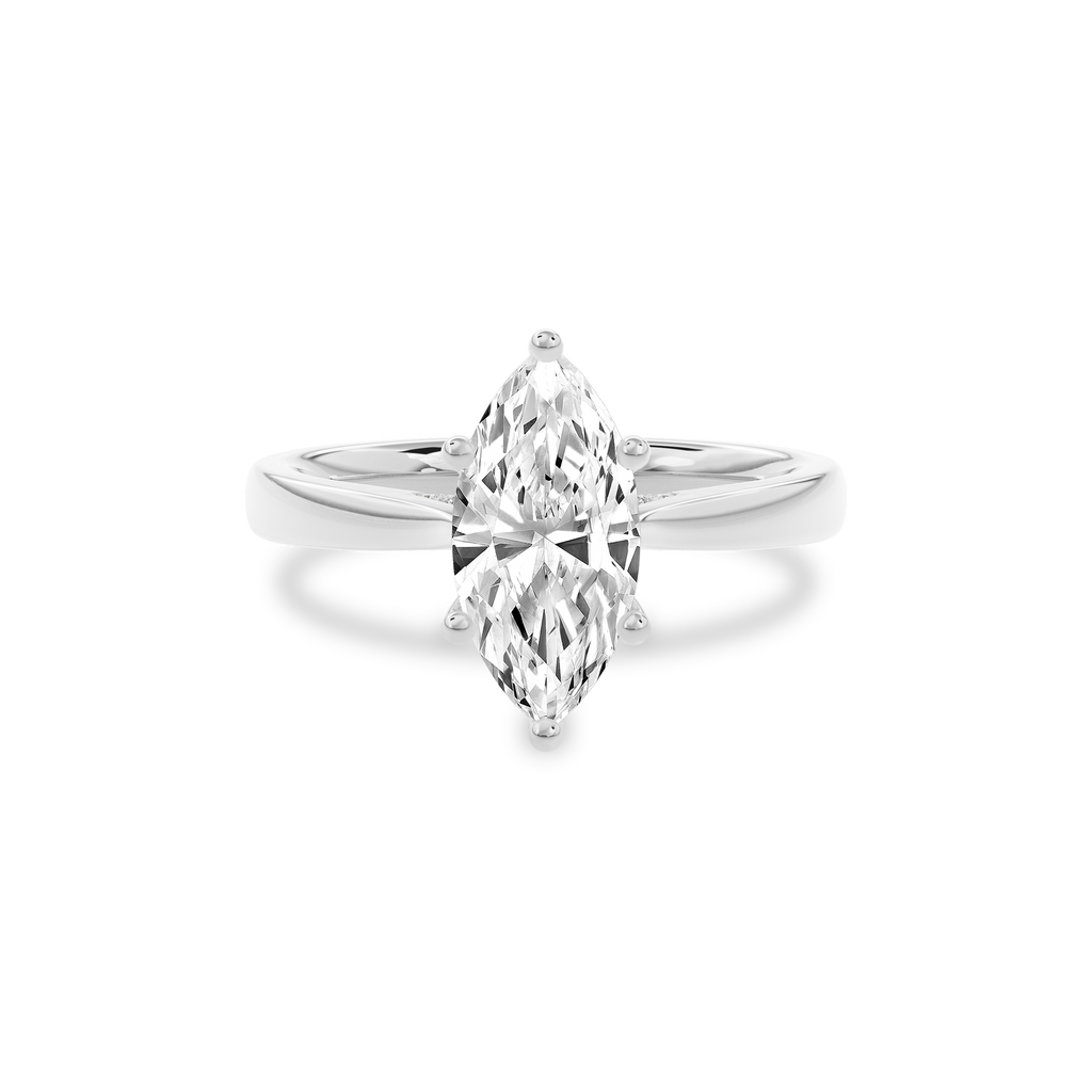 Elara Hidden Halo Salitaire Engagement Ring Marquise•White Gold