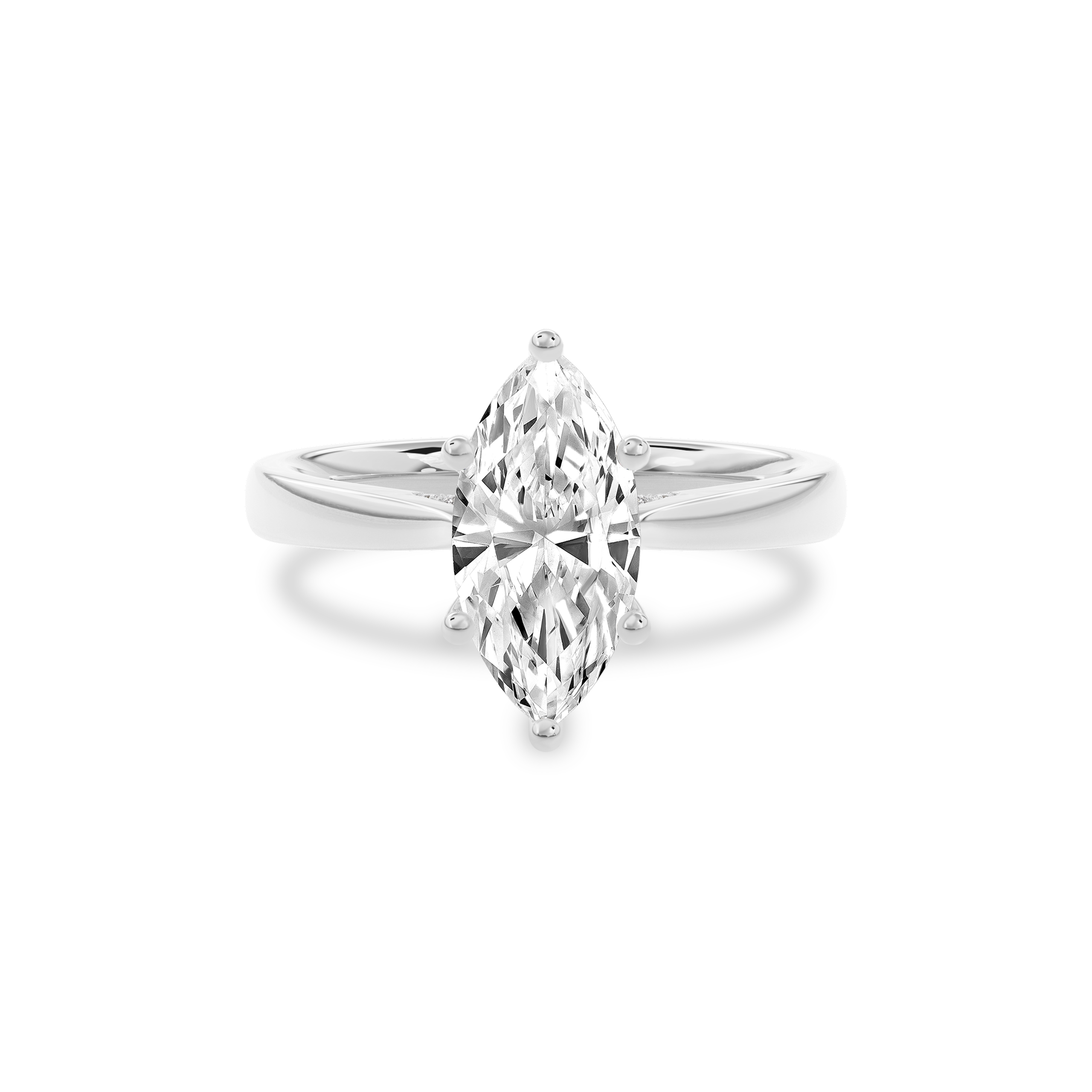 Elara Hidden Halo Salitaire Engagement Ring Marquise•White Gold