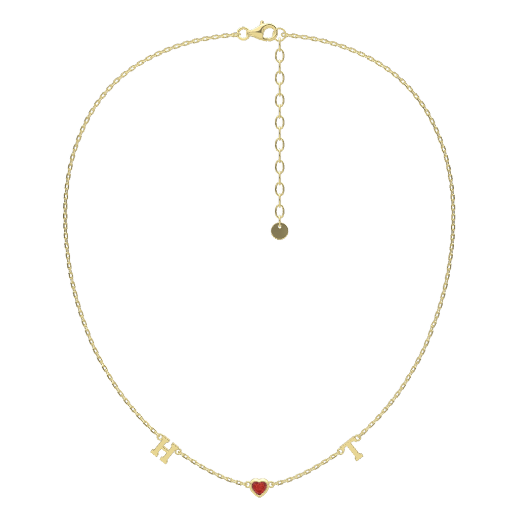 18 Plated Gold July HeartLink Birthstone Necklace SN022G