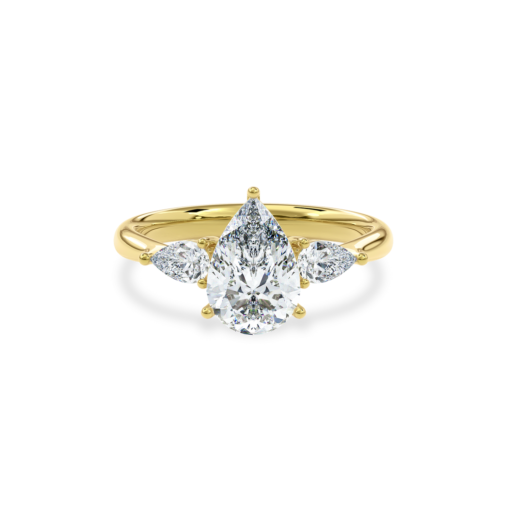 Daphnis Three Stones Engagement Ring Pear•Yellow Gold