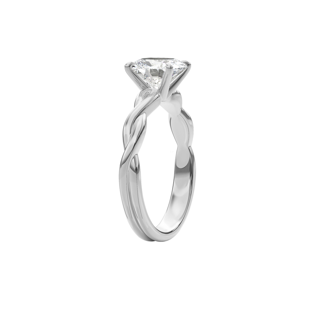 Rhea Twisted Engagement Ring Cushion•White Gold