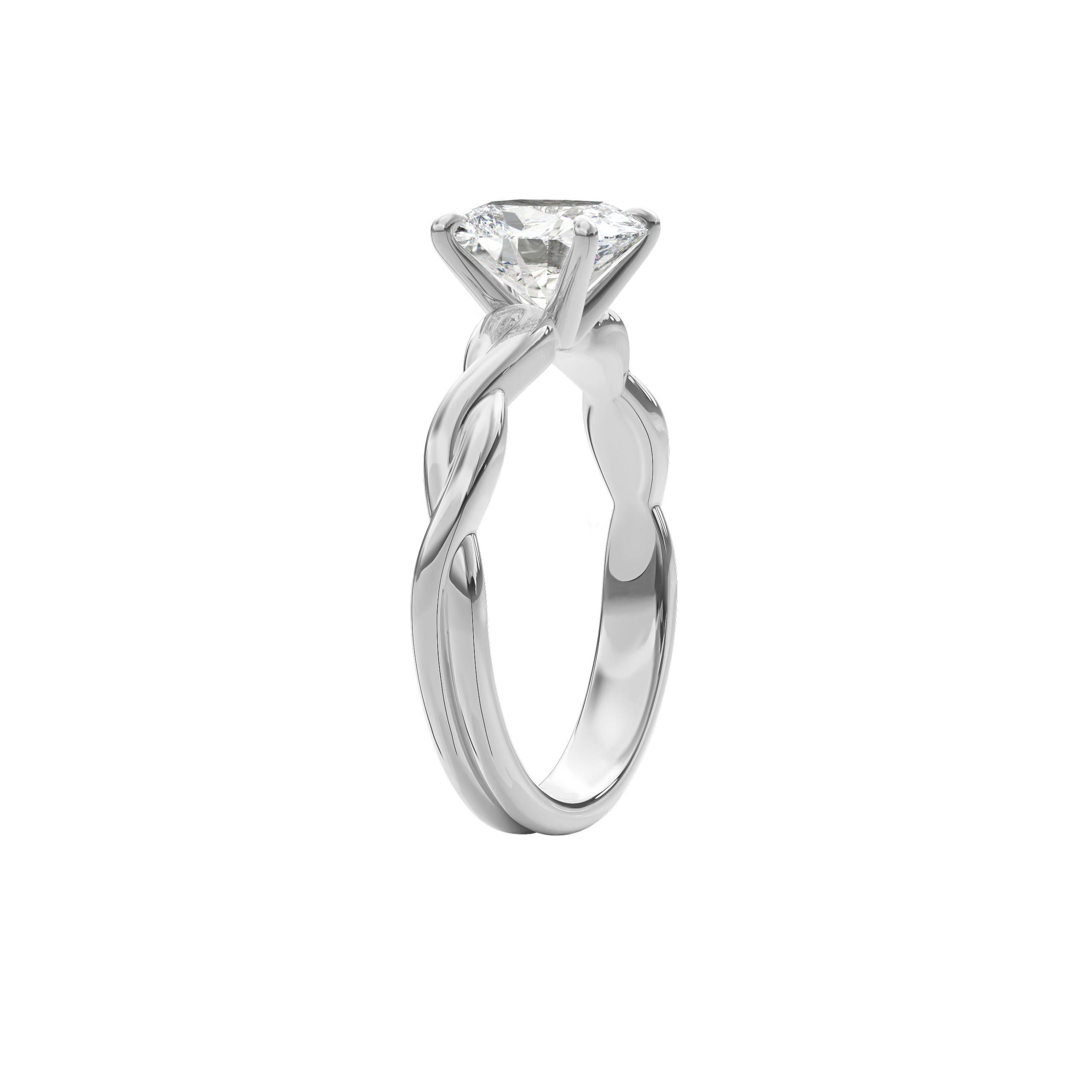 Rhea Twisted Engagement Ring Cushion•White Gold