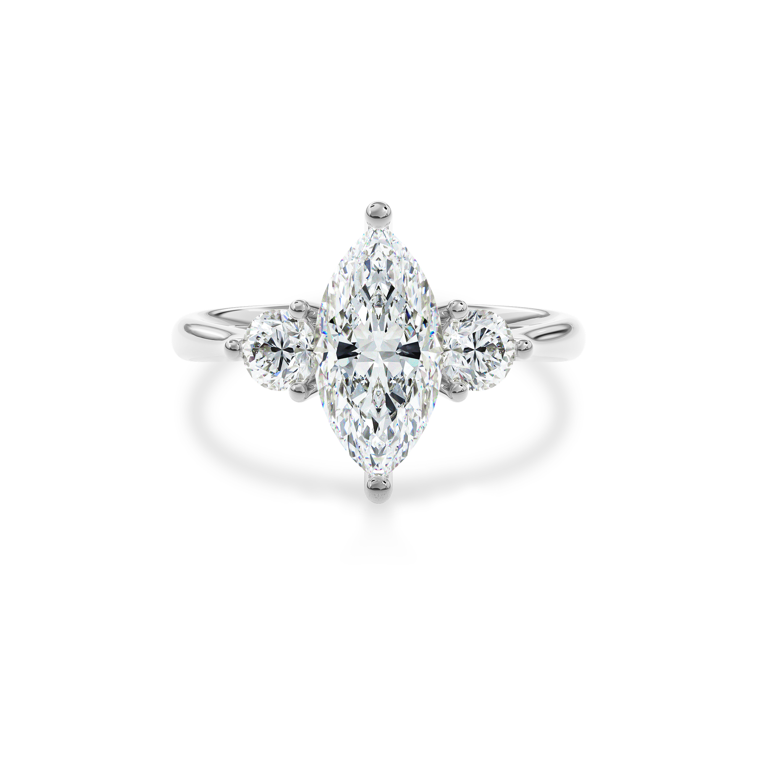 Daphnis Three Stones Engagement Ring Marquise•White Gold