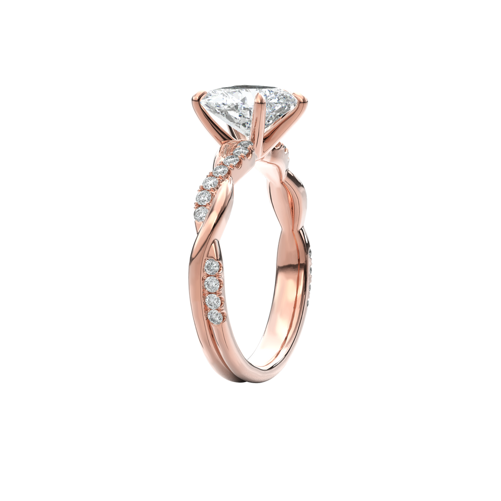 Rhea Twisted Pave Engagement Ring Heart•Rose Gold