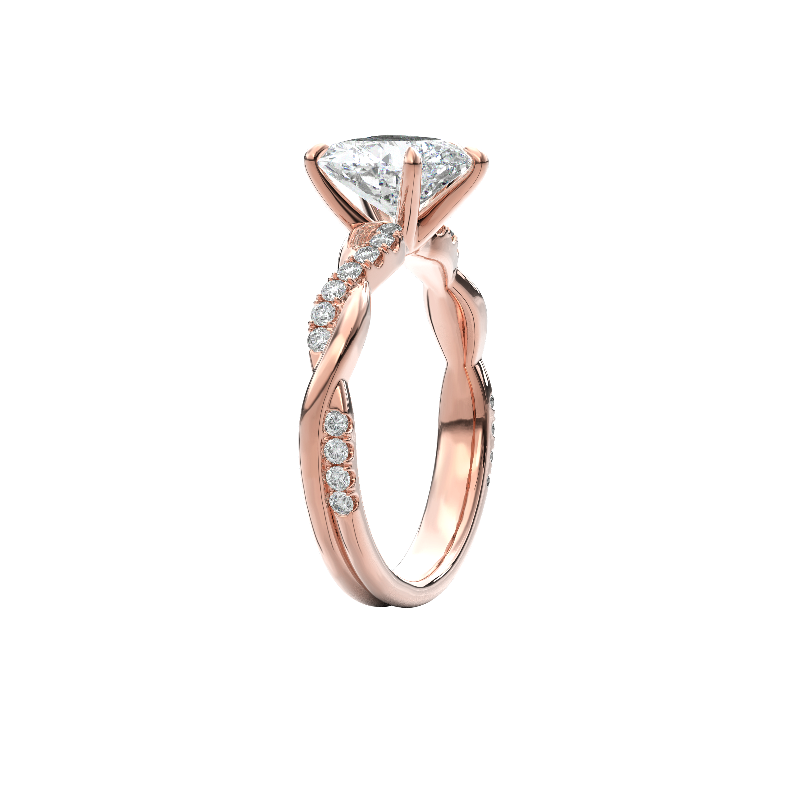 Rhea Twisted Pave Engagement Ring Heart•Rose Gold
