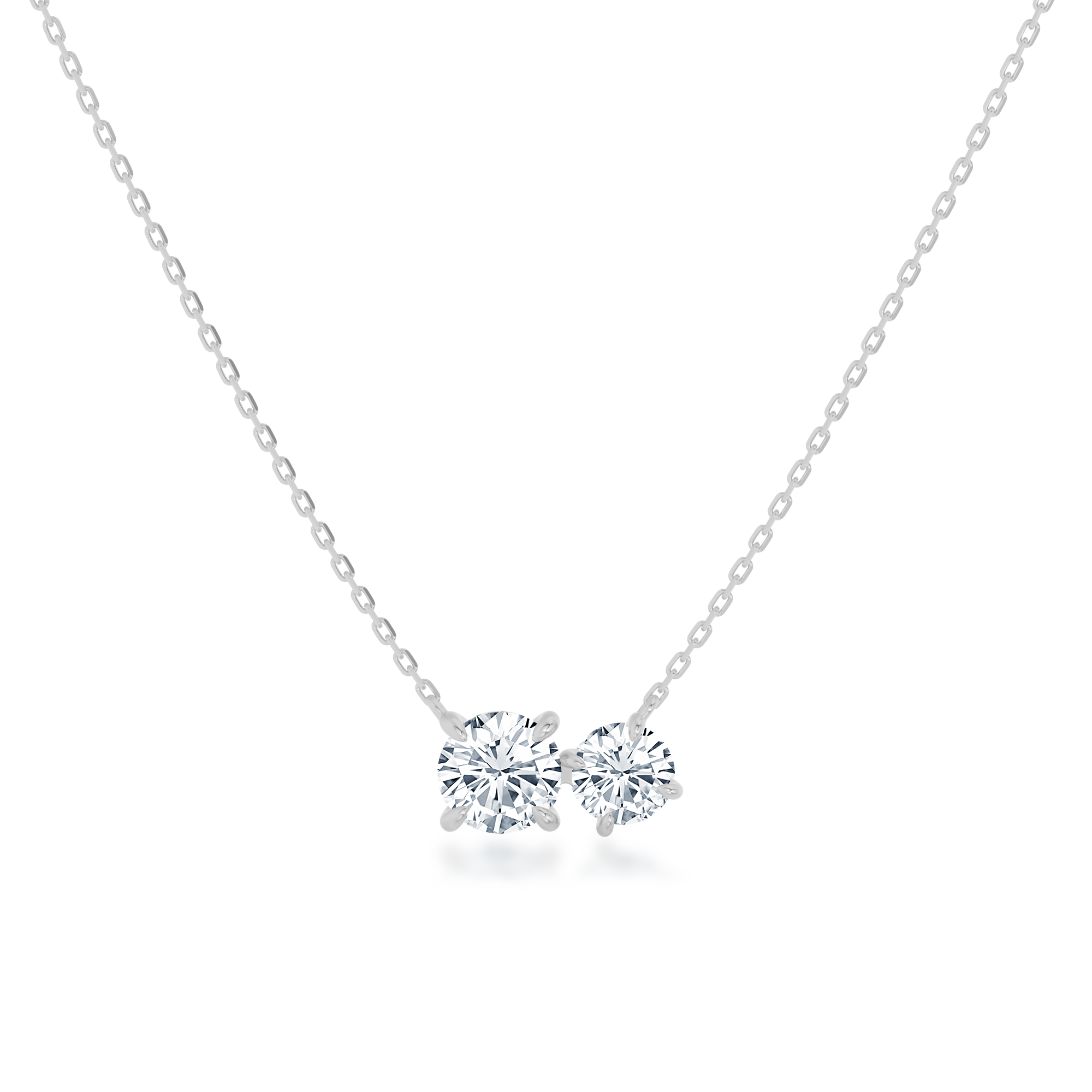 Round cut  Toi et Moi  Necklace in white gold