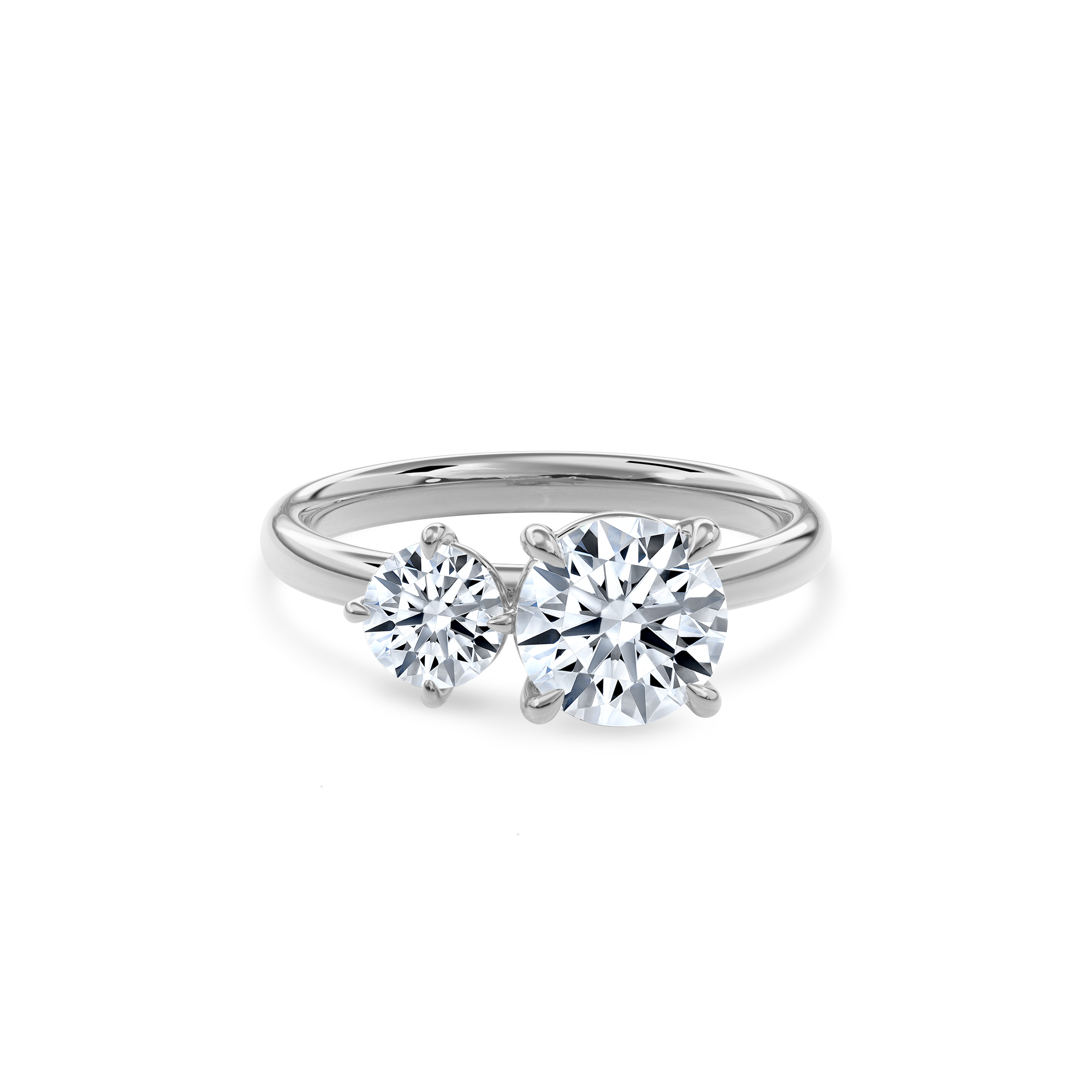 Callisto Two Stones Engagement Ring Round•White Gold