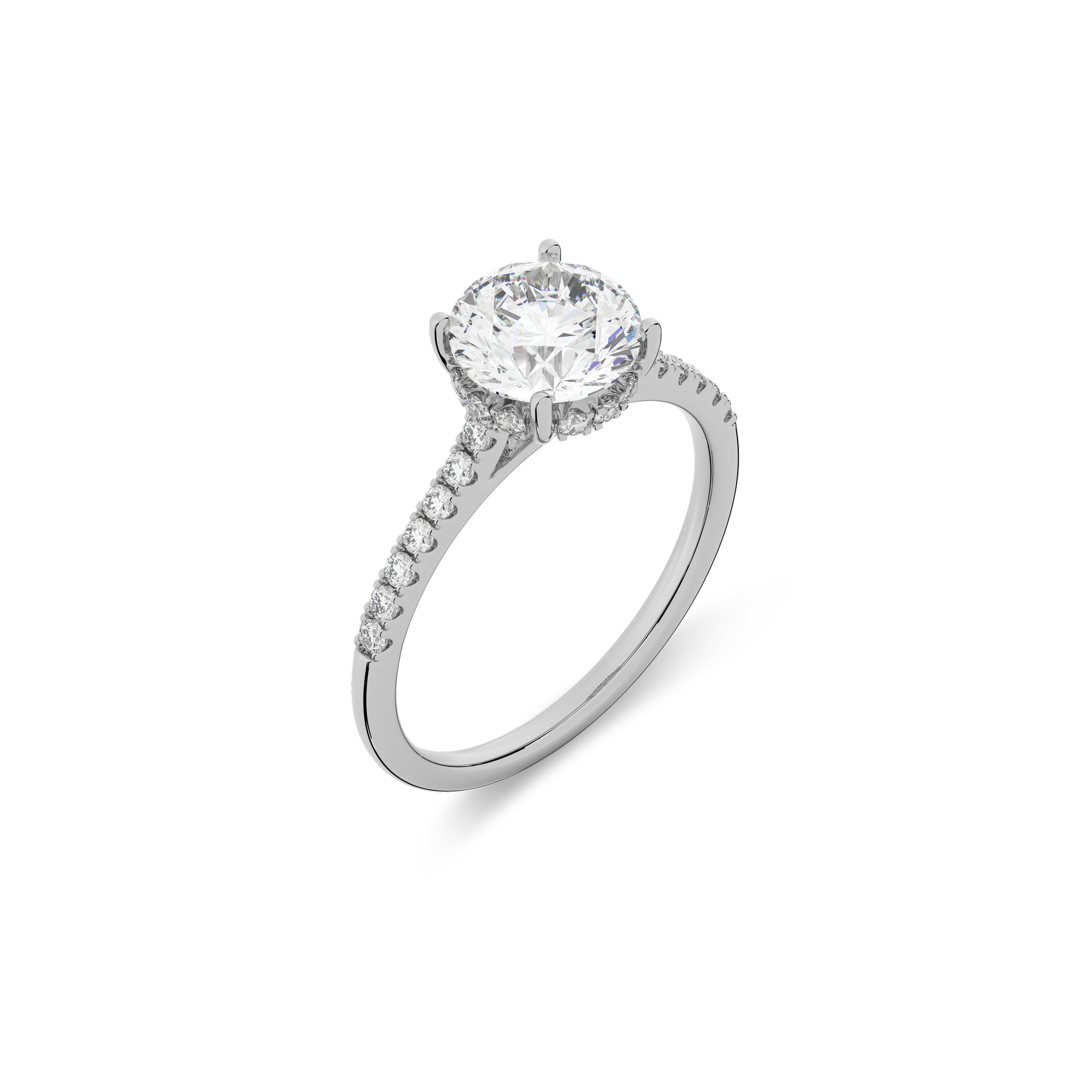 Hidden Halo II Round  Lab Grown Diamond Ring in 14K White Gold