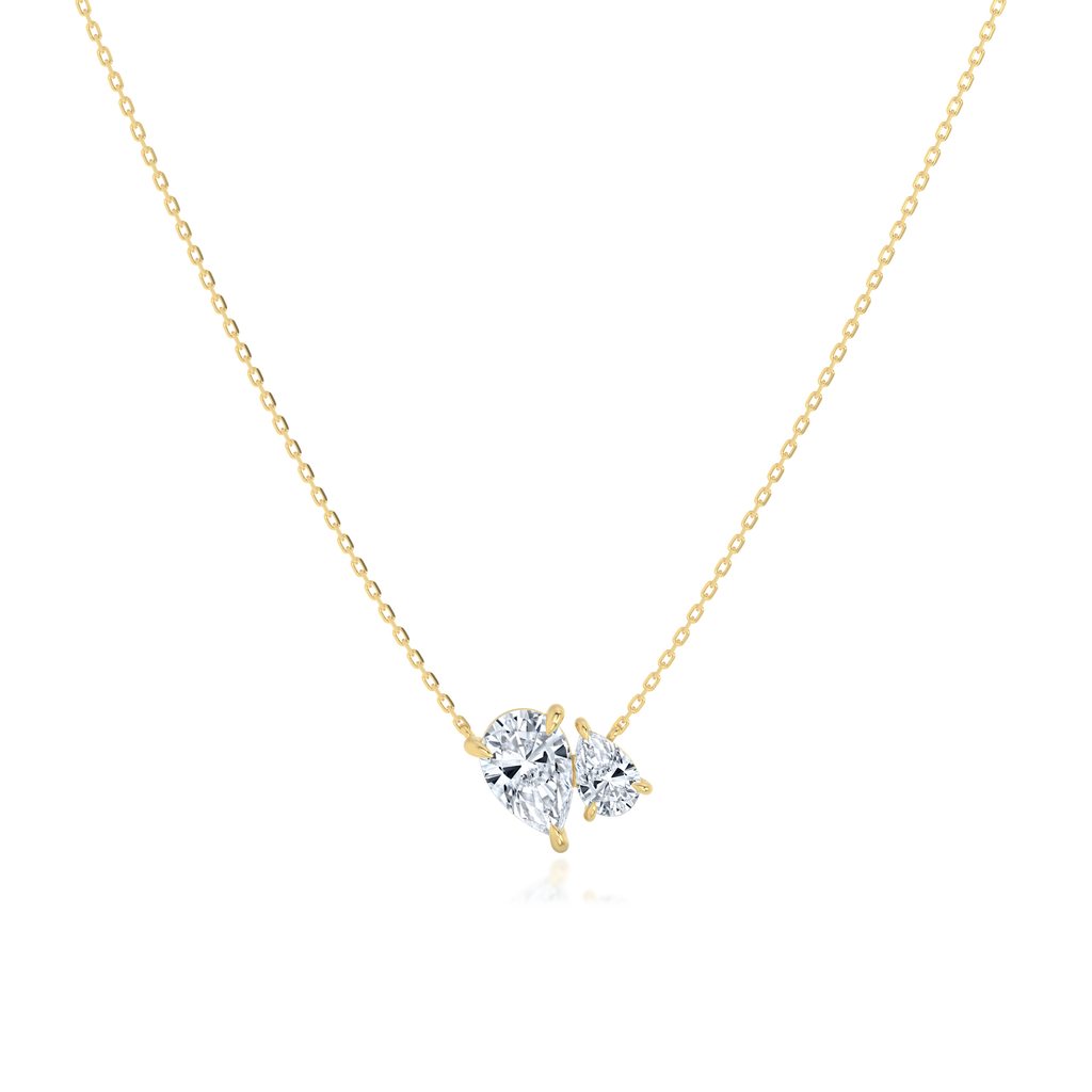Pear cut Toi et Moi  Necklace in yellow gold