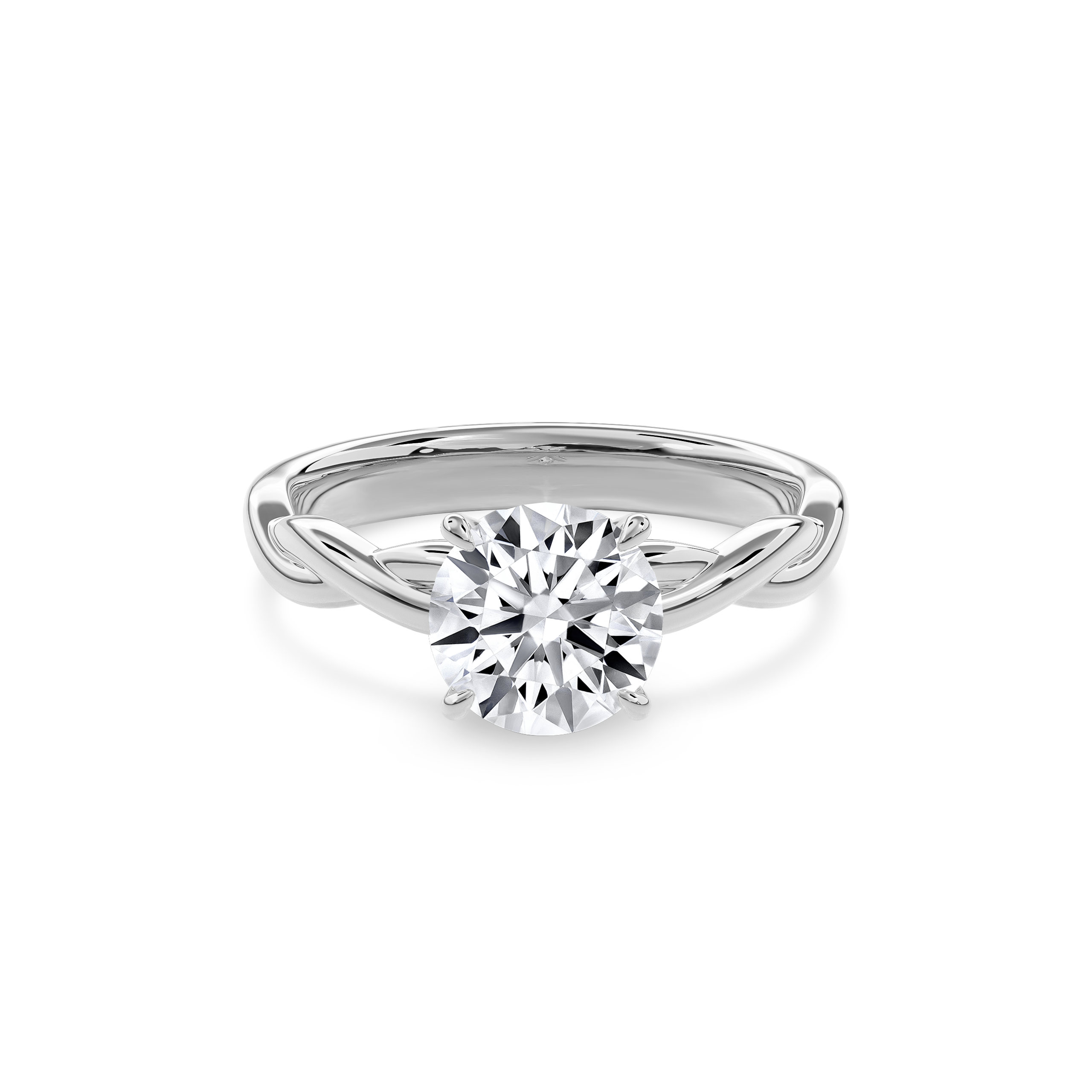 Rhea Twisted Engagement Ring Round•White Gold