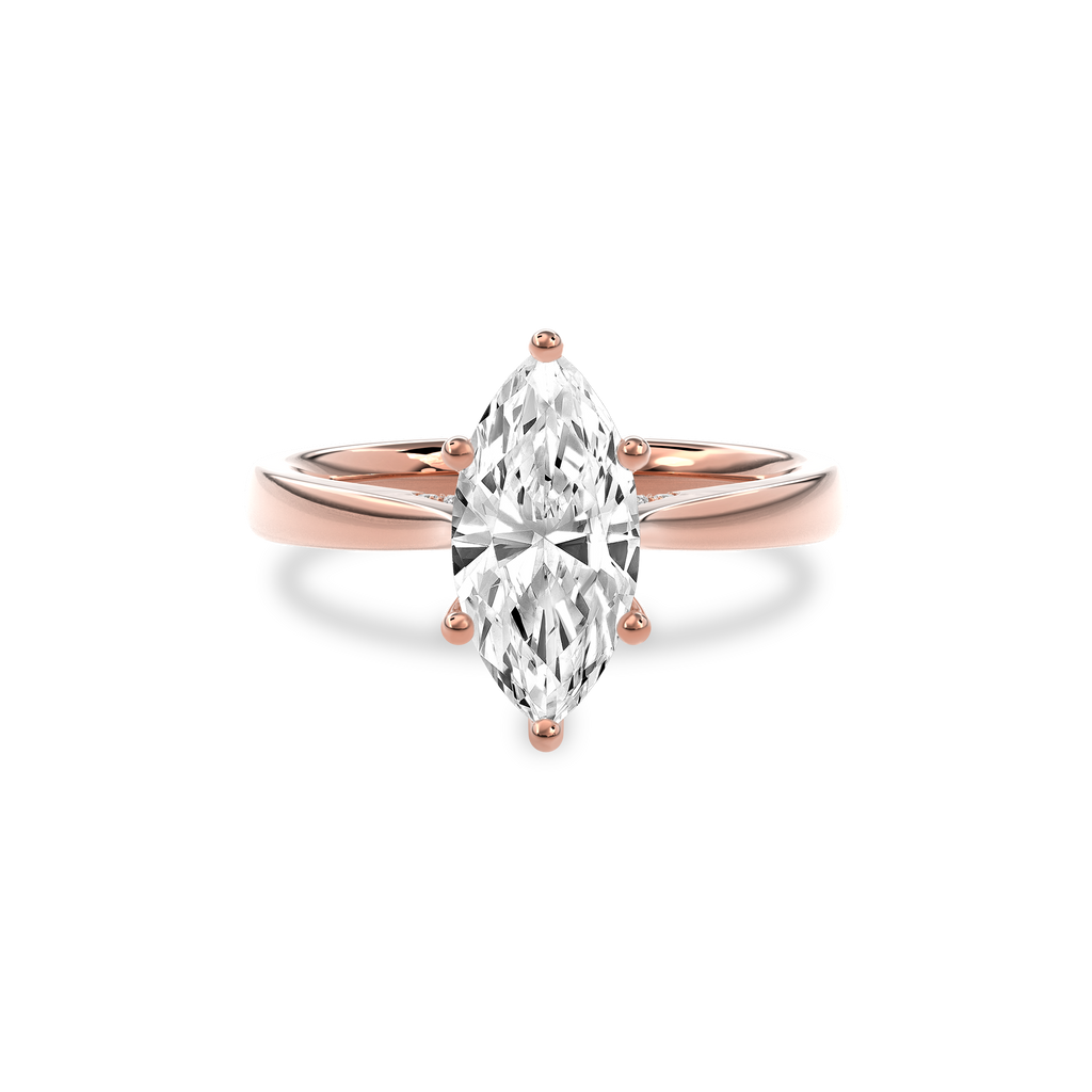 Elara Hidden Halo Salitaire Engagement Ring Marquise•Rose Gold