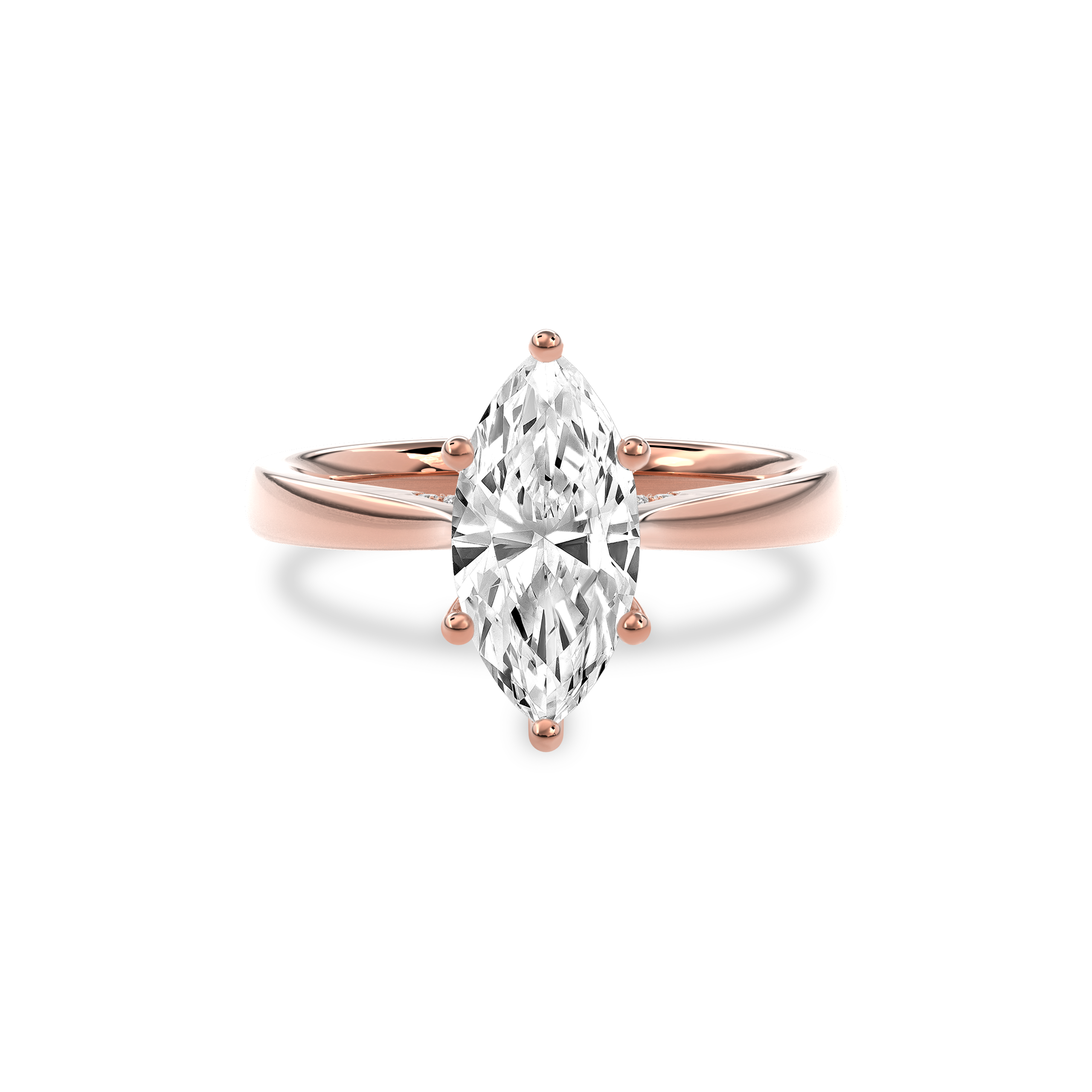Elara Hidden Halo Salitaire Engagement Ring Marquise•Rose Gold