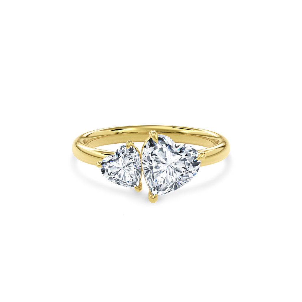 Callisto Two Stones Engagement Ring Heart•Yellow Gold