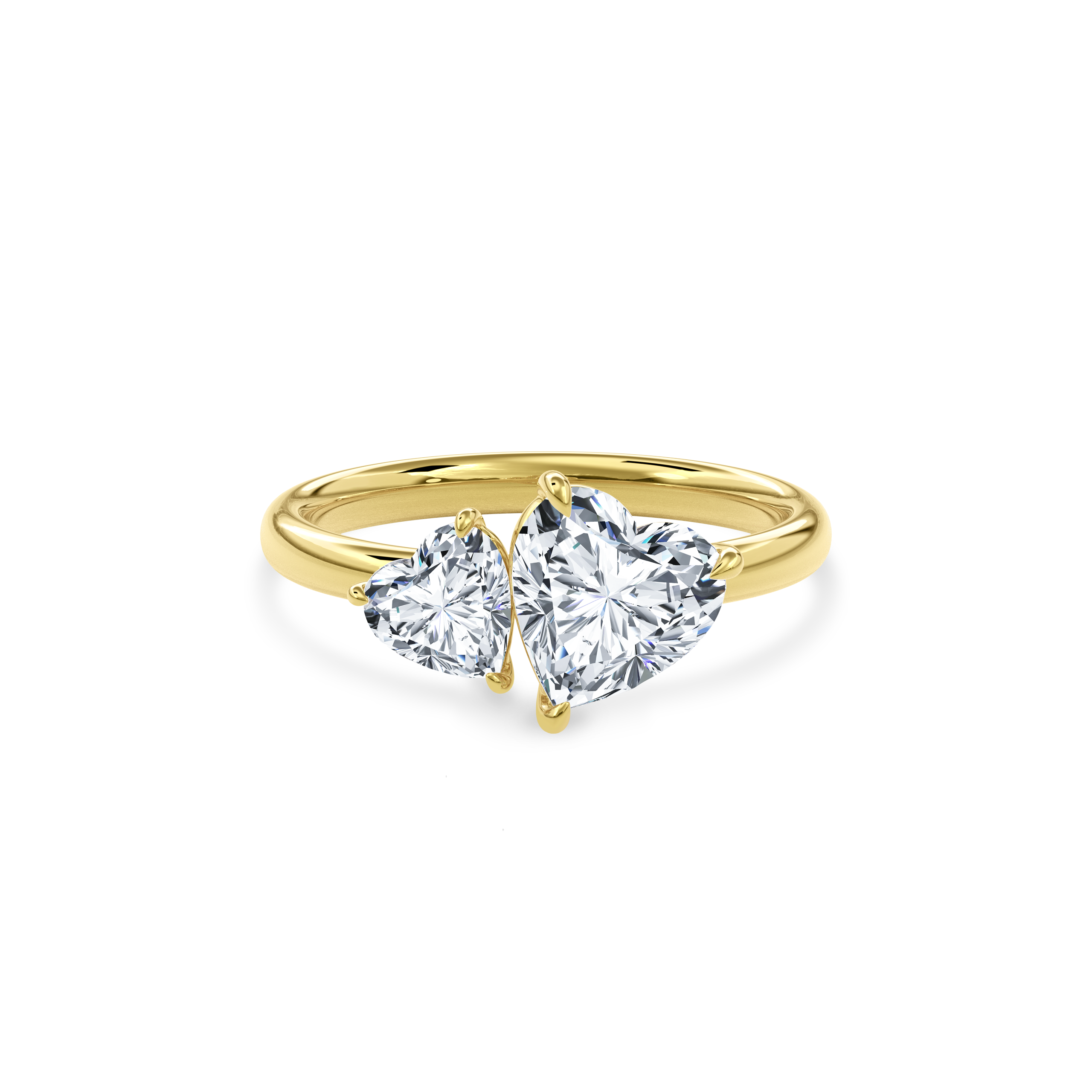 Callisto Two Stones Engagement Ring Heart•Yellow Gold