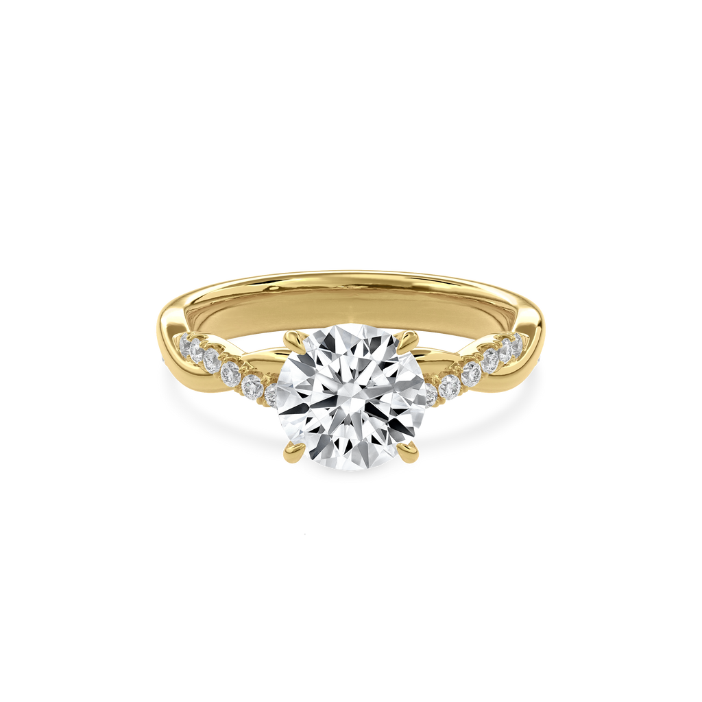 Rhea Twisted Pave Engagement Ring Round•Yellow Gold