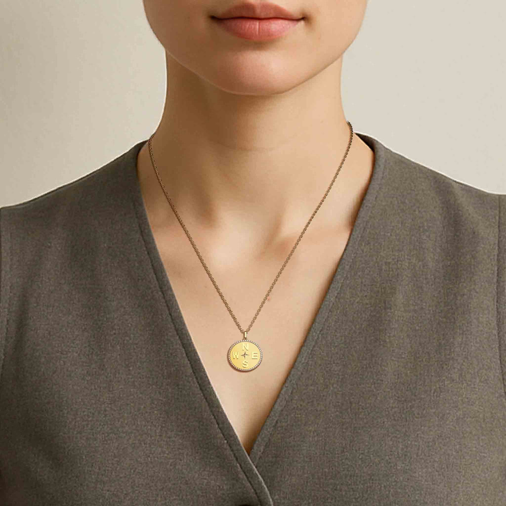 18k Gold Plated Personal Story Medallion Necklace – Lucky Symbol & Engravable  AW24N001G