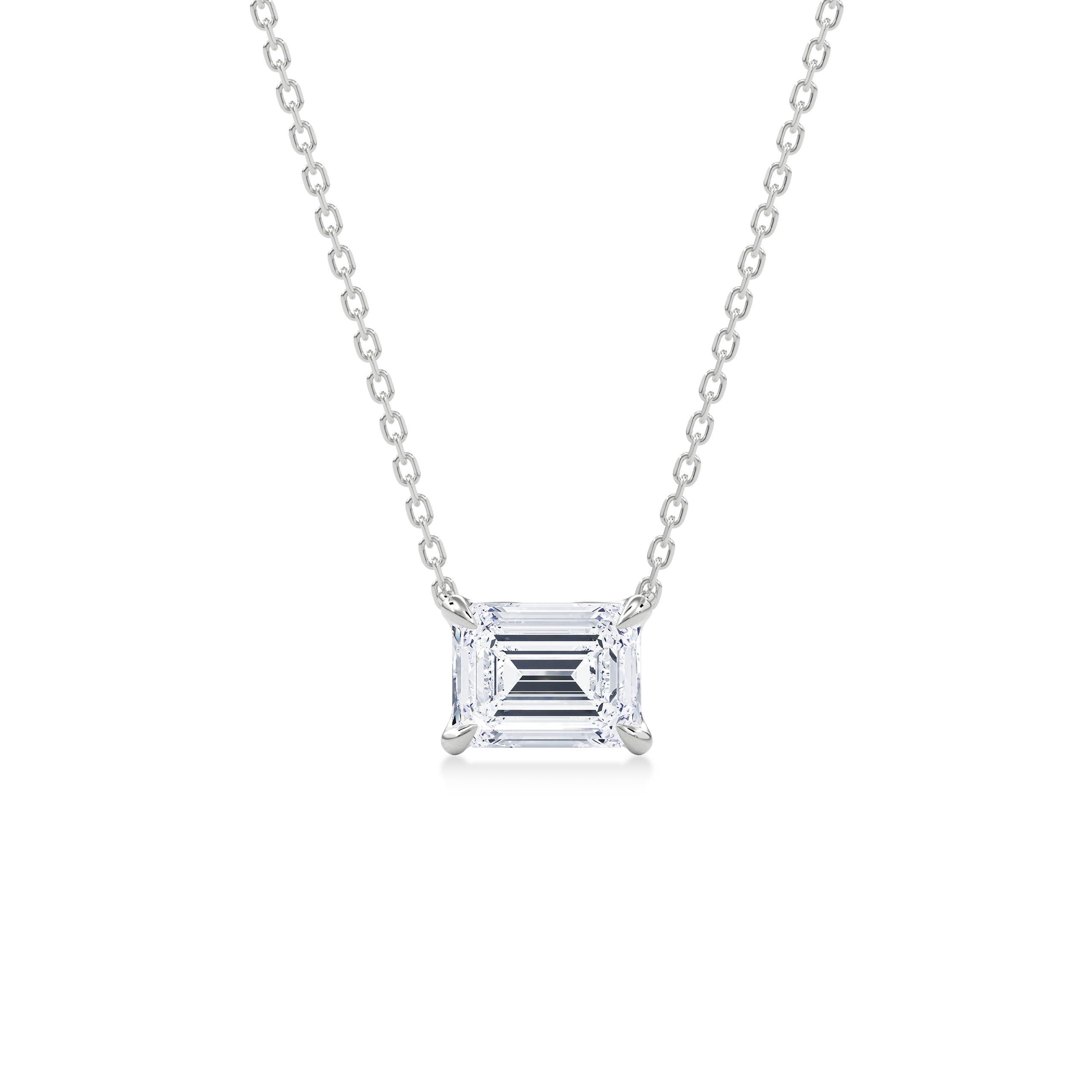 Dia Solitaire Necklace Emerald•White Gold