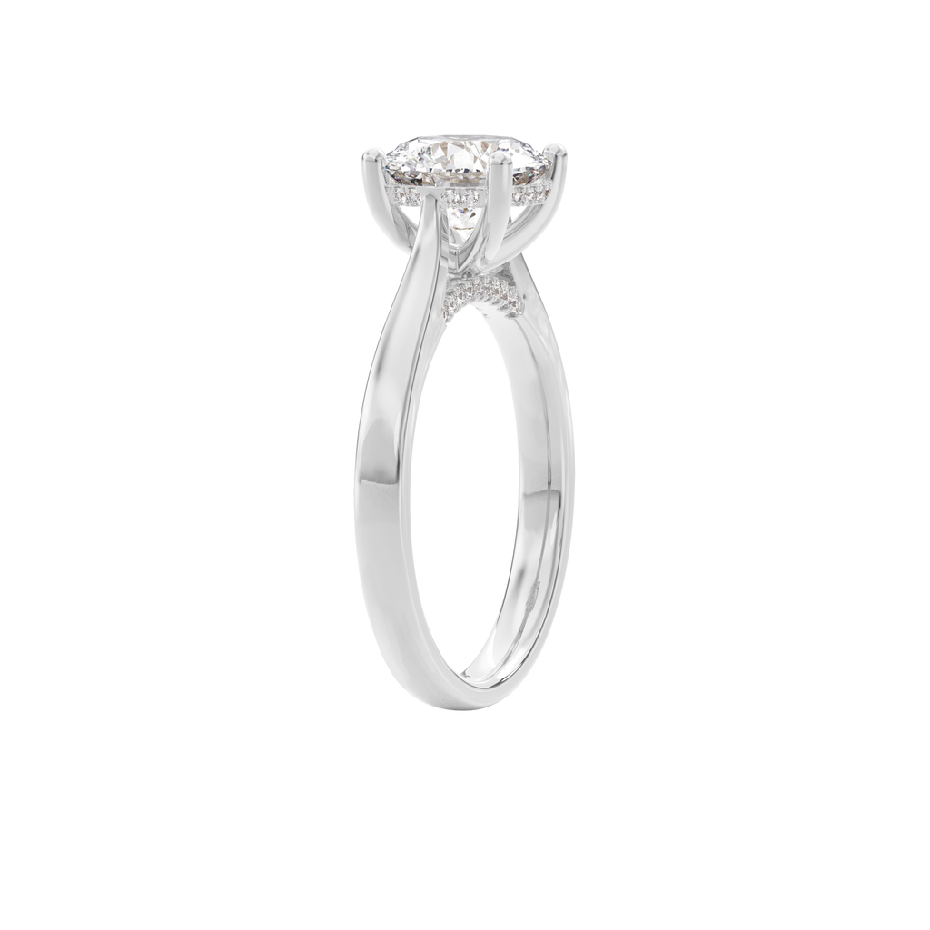 Elara Hidden Halo Salitaire Engagement Ring Round•White Gold