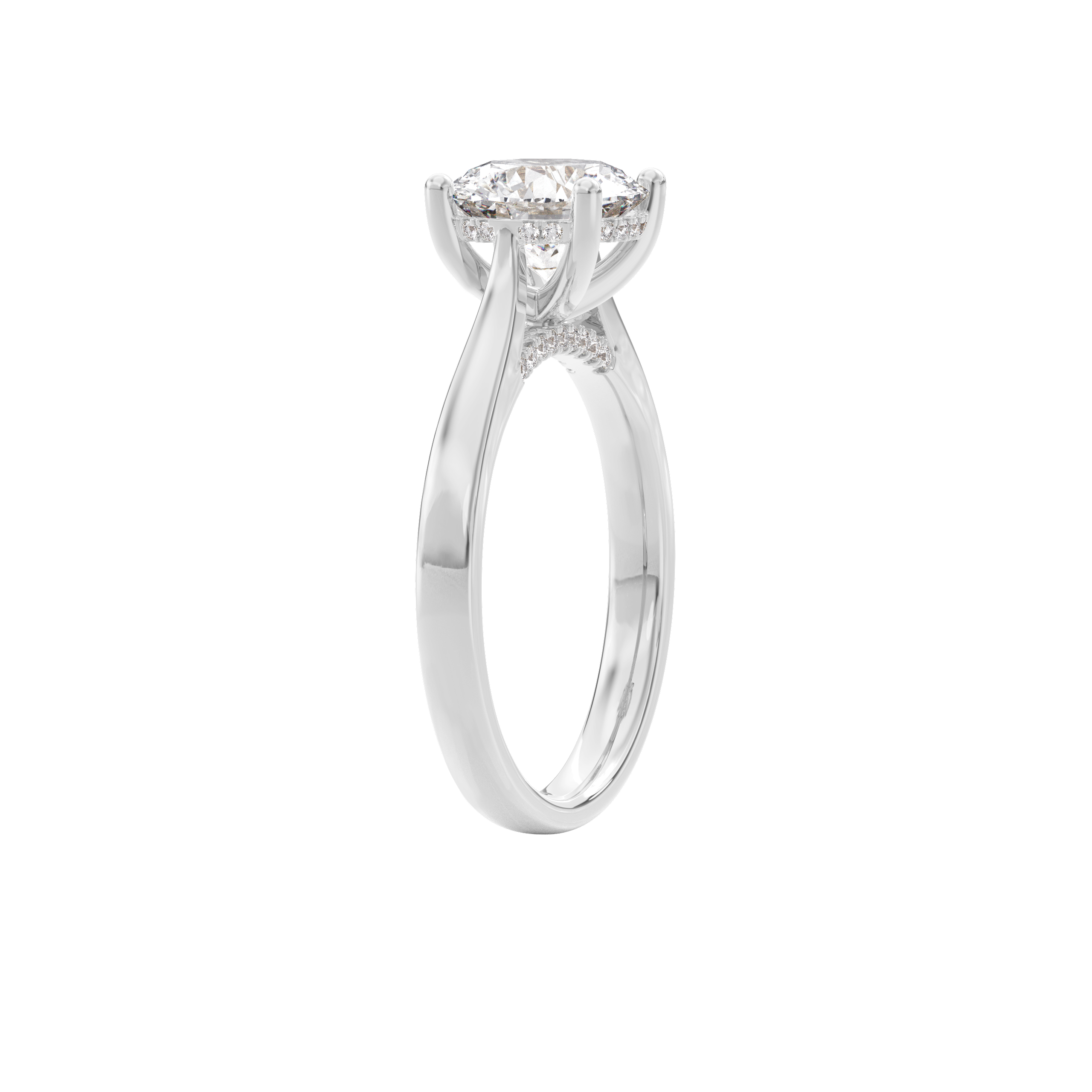 Elara Hidden Halo Salitaire Engagement Ring Round•White Gold