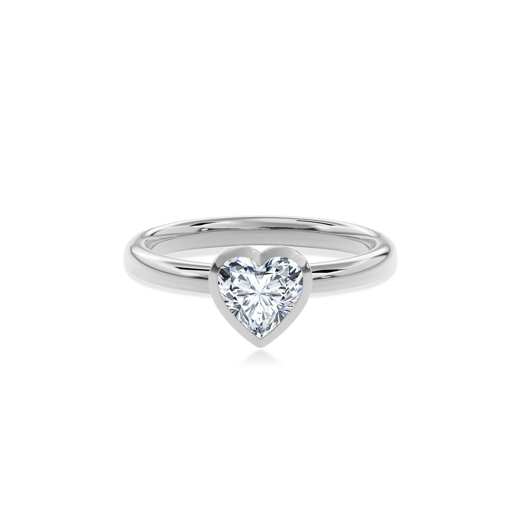 Bezel Ring Heart•White Gold