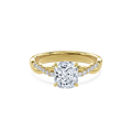 Rhea Twisted Pave Engagement Ring Cushion•Yellow Gold