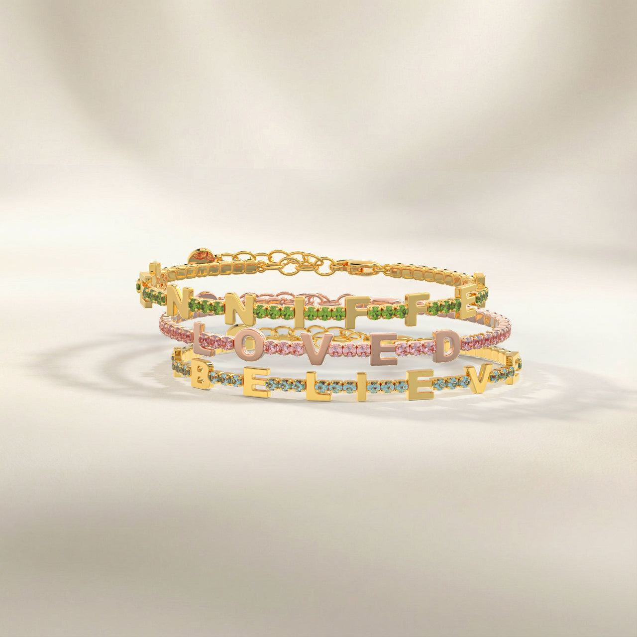 Aquamarine  Birthstone Tennis Bracelet 18K yellow Gold SB001B