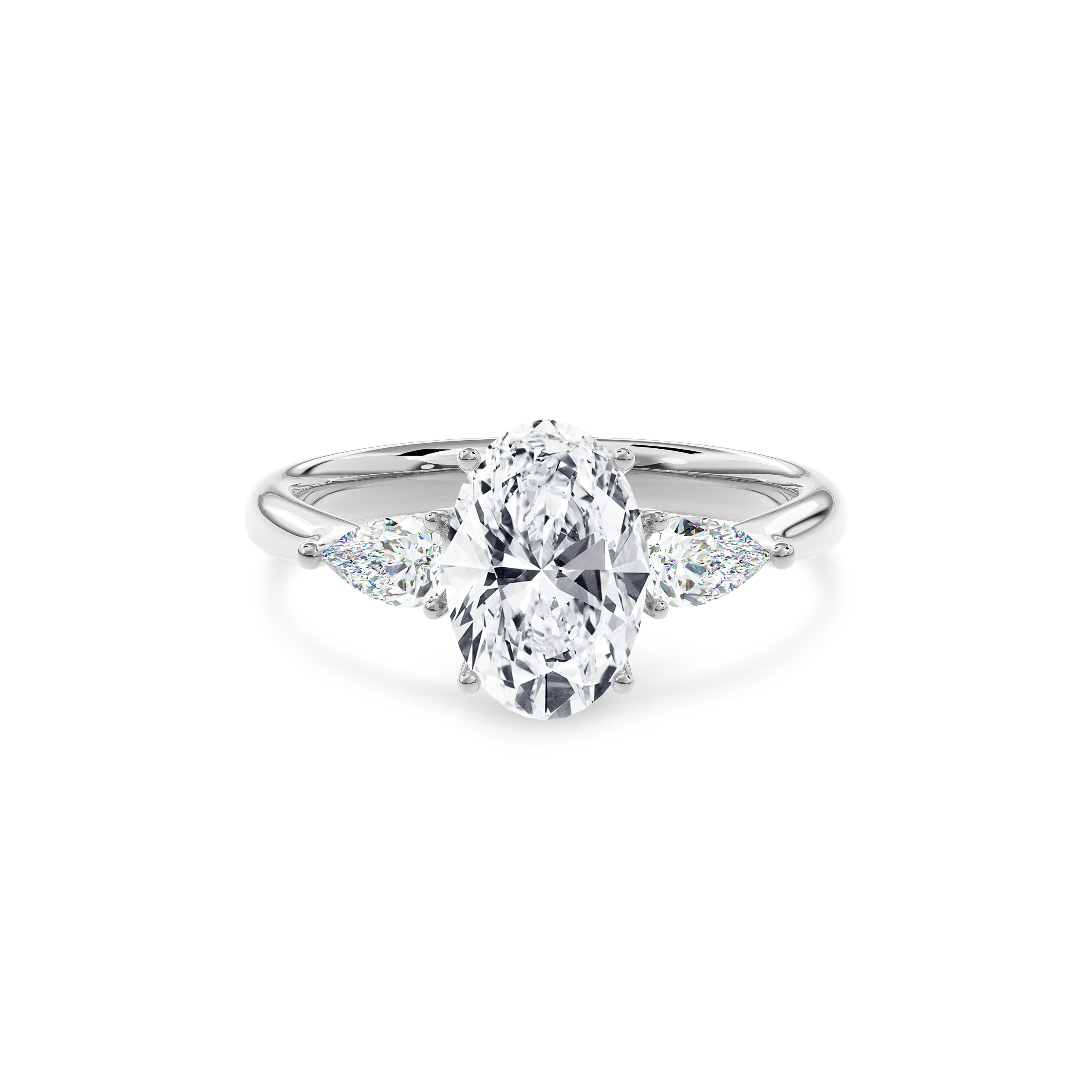 Daphnis Three Stones Engagement Ring Oval•White Gold