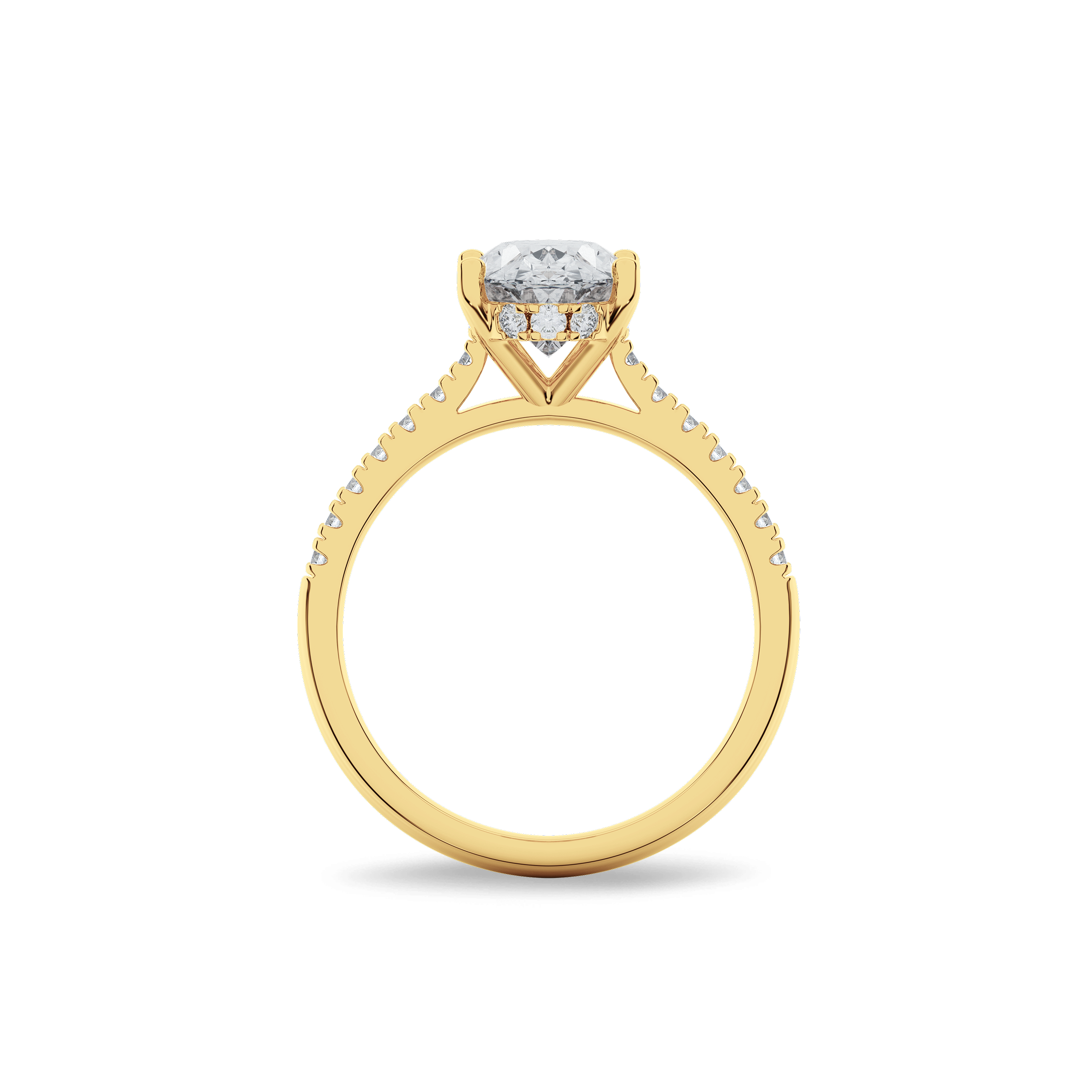 Hidden Halo II Oval Lab Grown Diamond Ring in 14K Gold