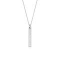 Rhodium Plated Silver Long Rectangle Engravable Necklace SS25N001W