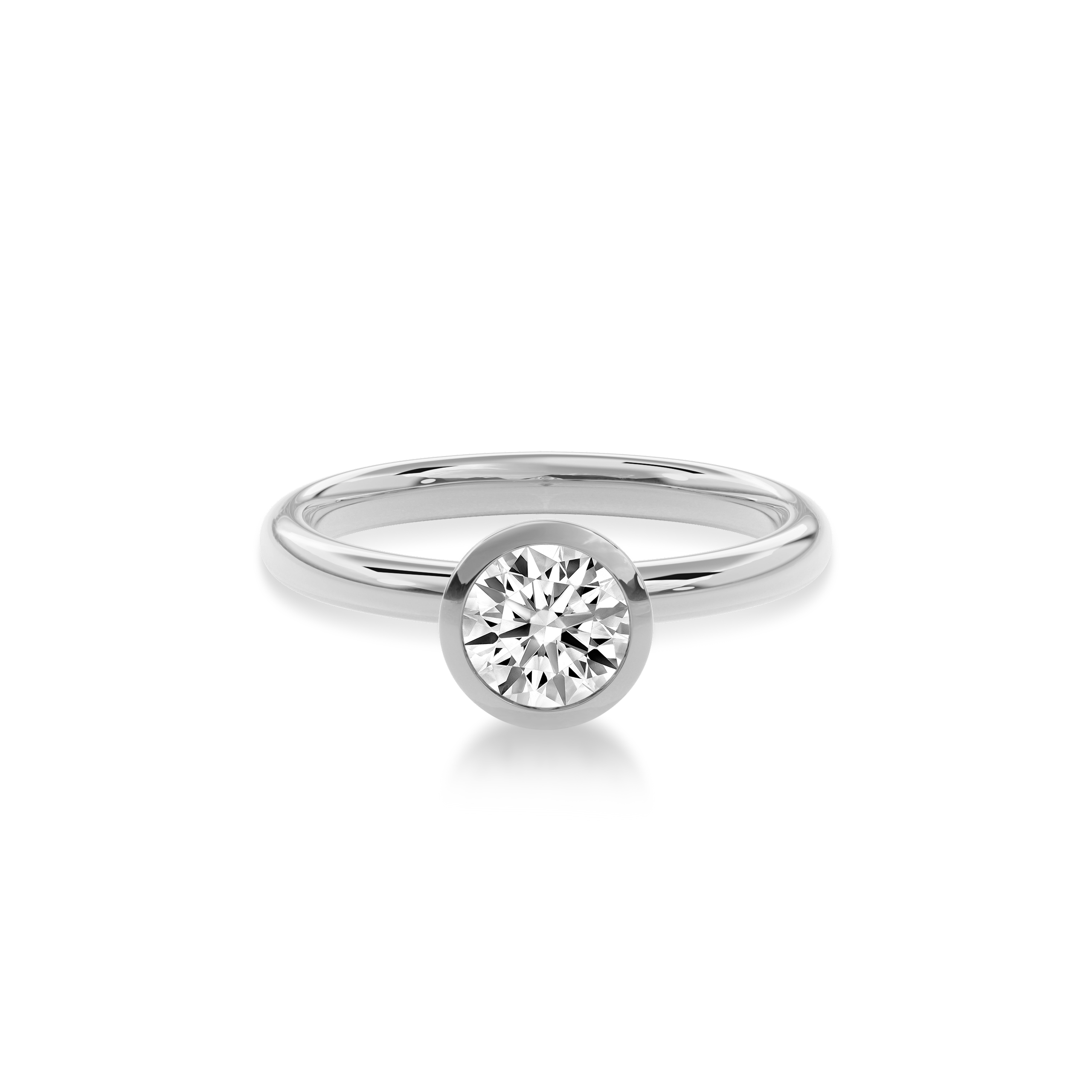 Bezel Ring Round•White Gold