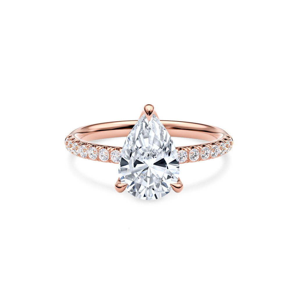 Dia Solitaire Pave Engagement Ring Pear•Rose Gold