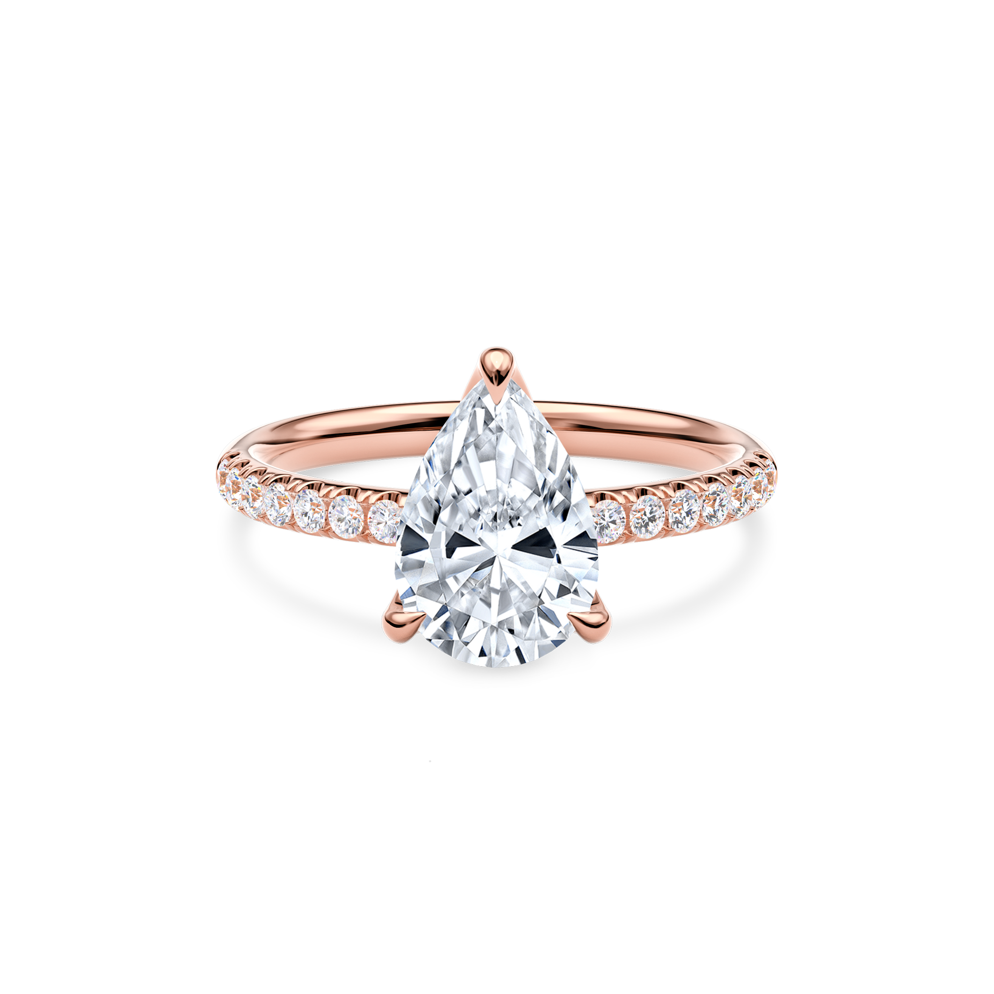 Dia Solitaire Pave Engagement Ring Pear•Rose Gold