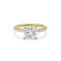 Dia Solitaire Pave Engagement Ring Princess•Yellow Gold