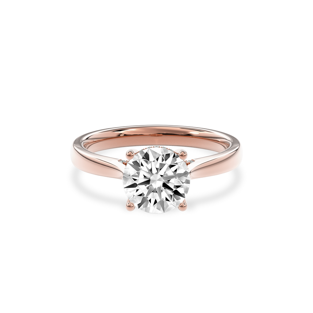 Elara Hidden Halo Salitaire Engagement Ring Round•Rose Gold