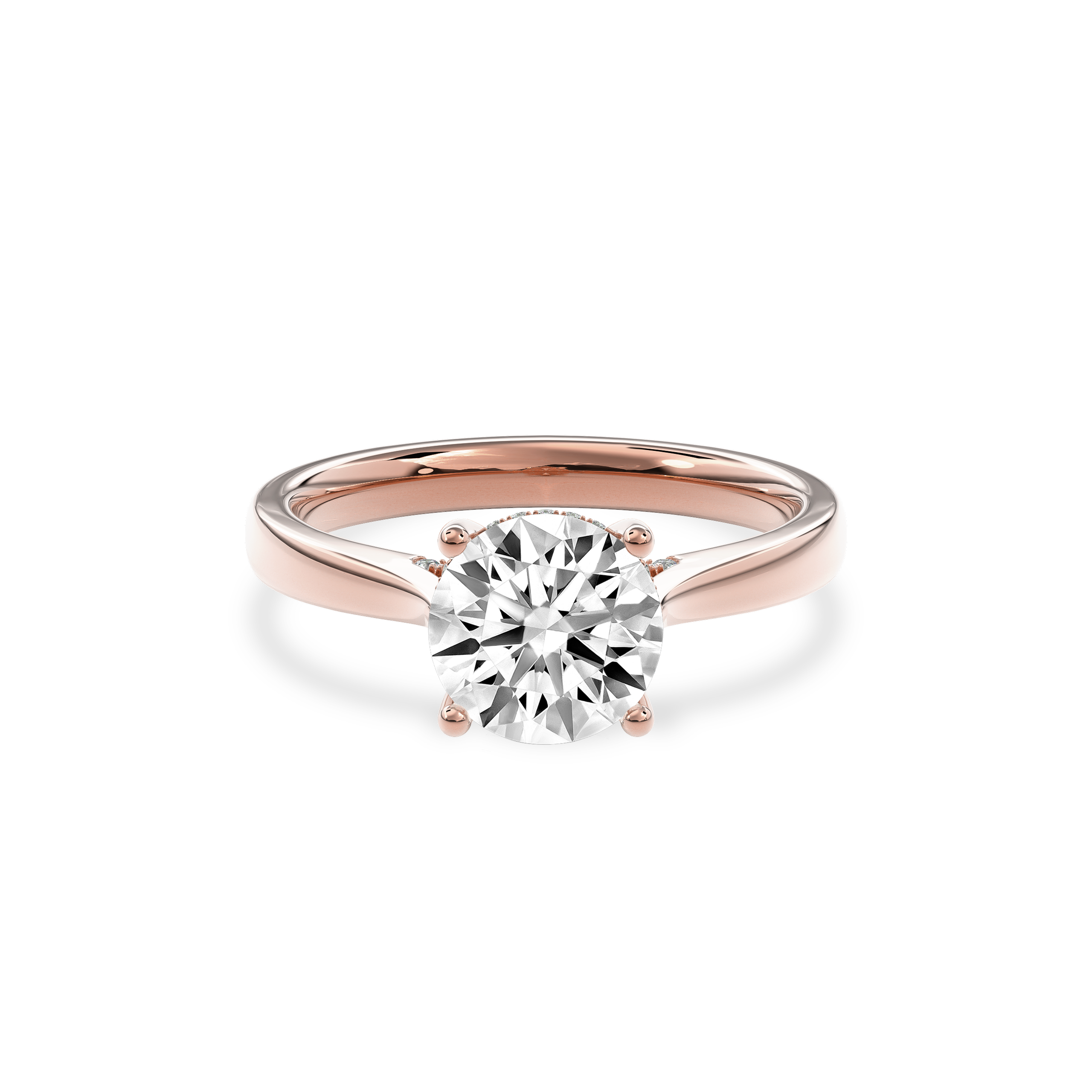 Elara Hidden Halo Salitaire Engagement Ring Round•Rose Gold