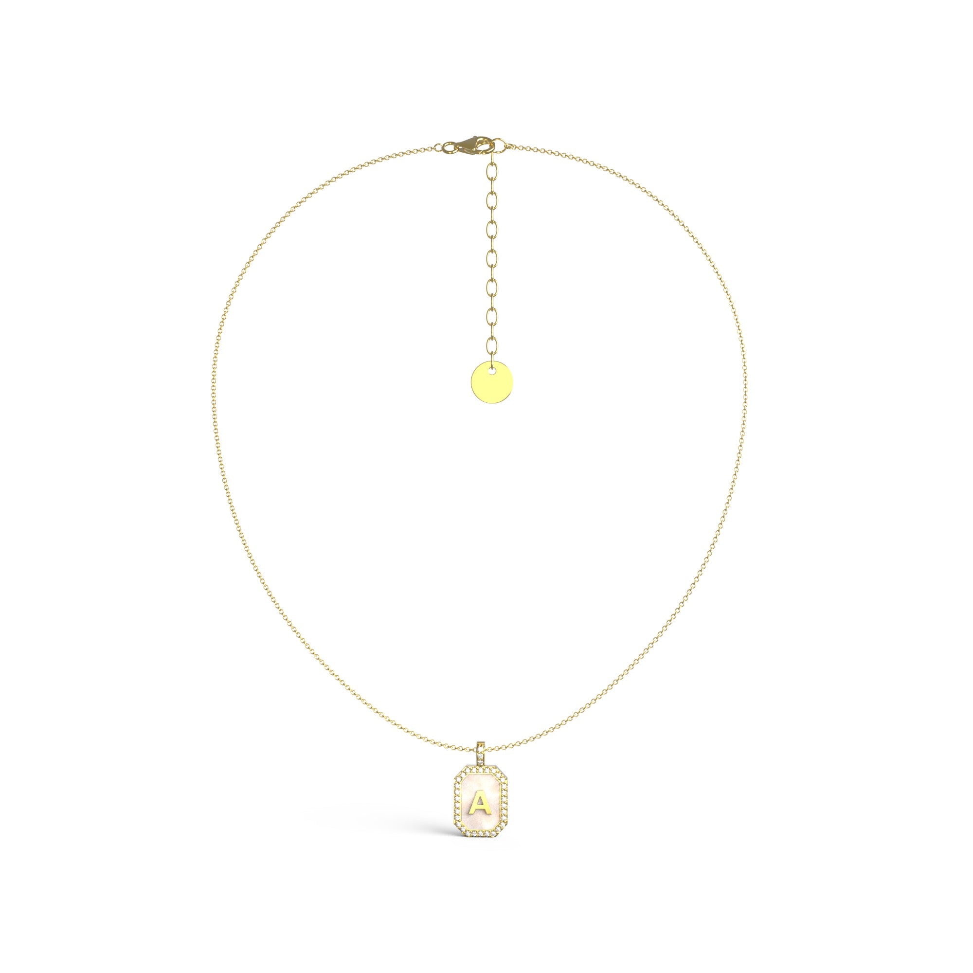 18k Gold Plated Silver Pearl Initial Zodiac & Initial Gemstone Pendant Necklace – Octagon  AW24N004G
