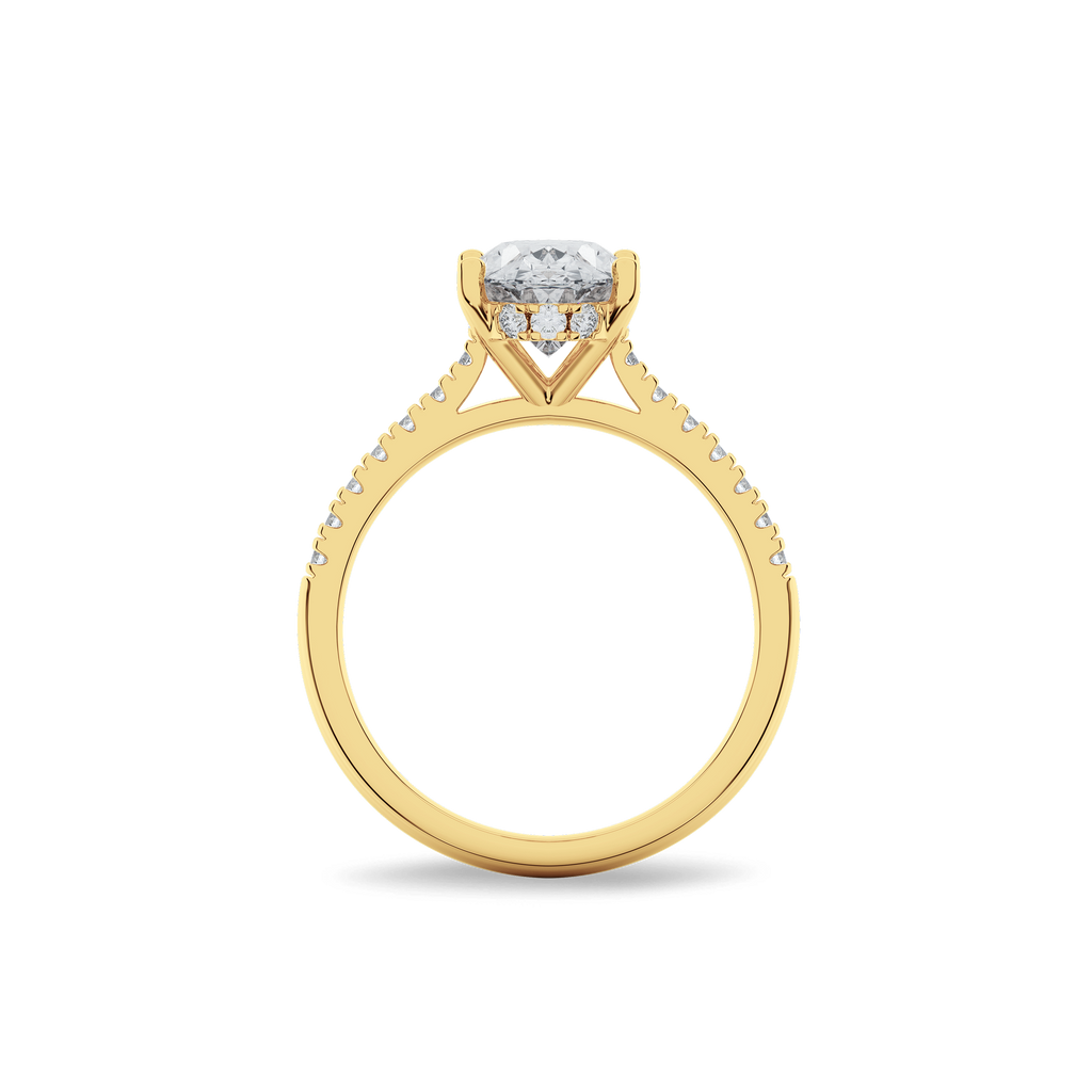 Hidden Halo II Oval Lab Grown Diamond Ring in 14K Gold