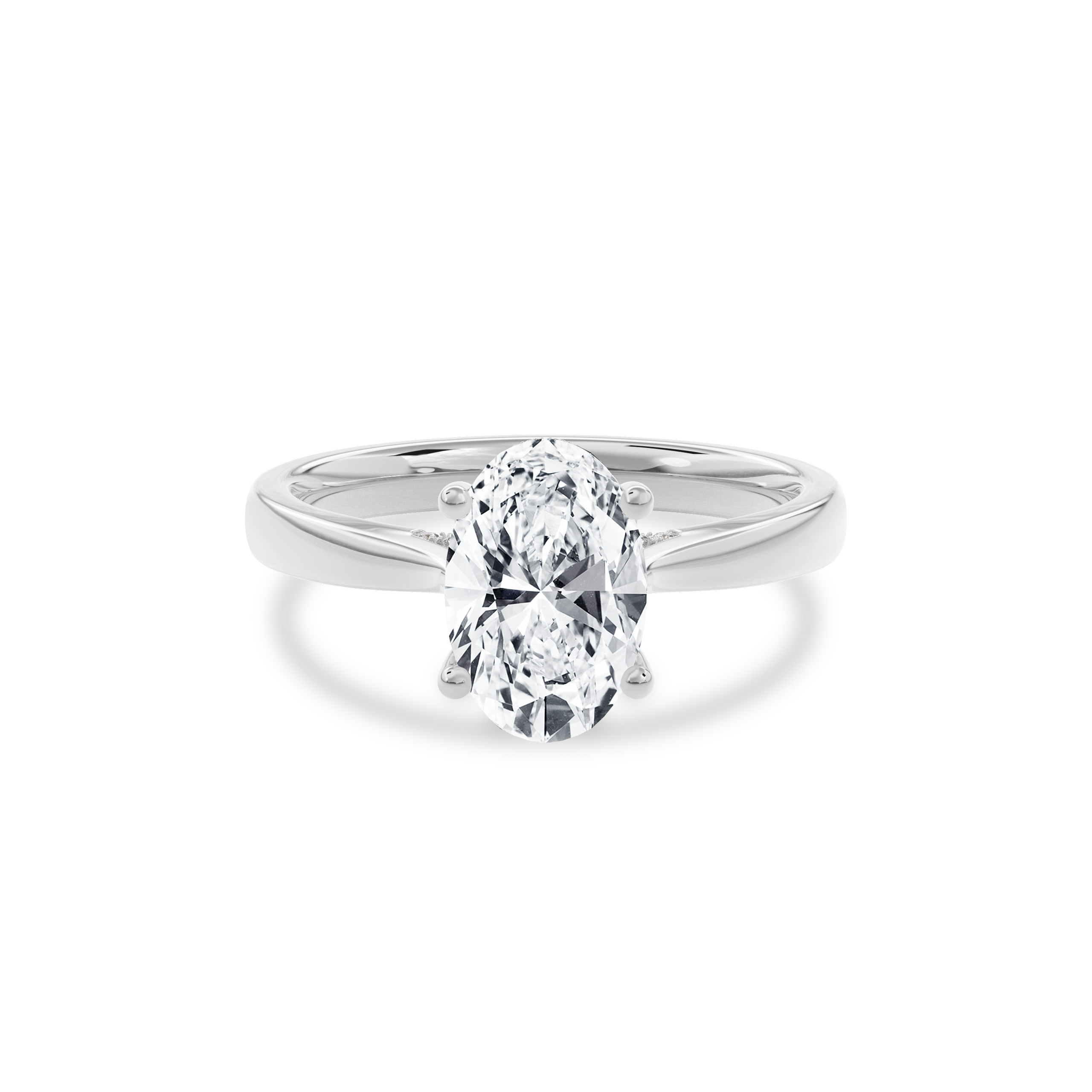 Elara Hidden Halo Salitaire Engagement Ring Oval•White Gold