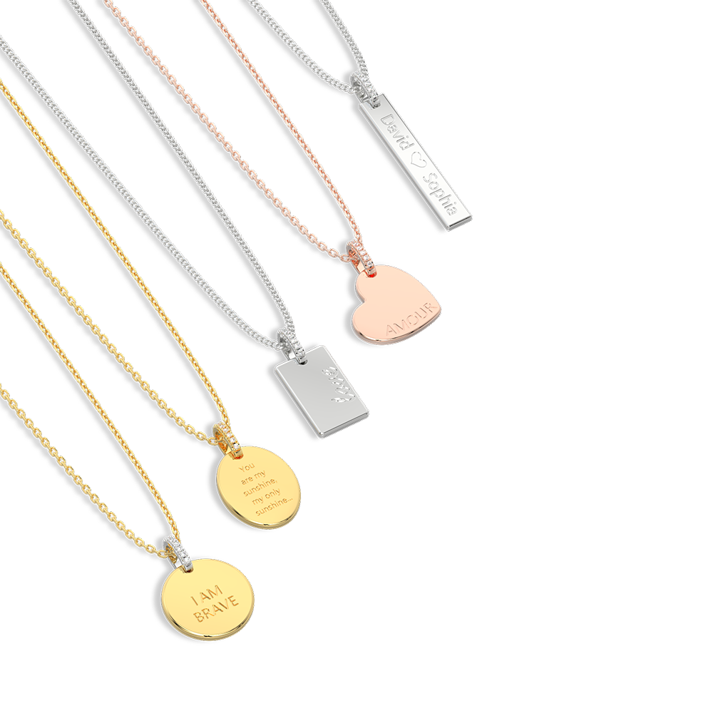 Rhodium Plated Rectangle Engravable Pendant SP003