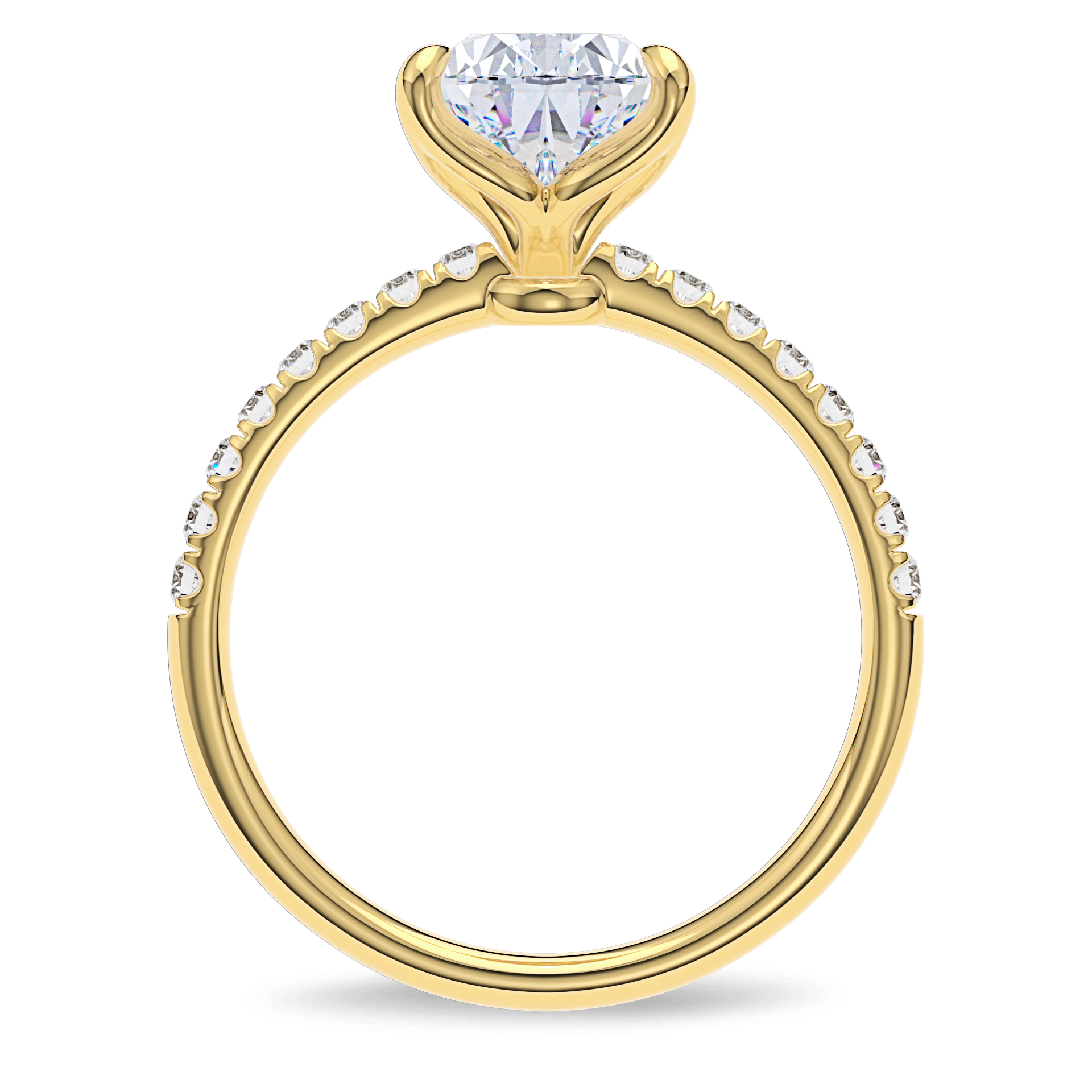 Dia Solitaire Pave Engagement Ring Pear•Yellow Gold