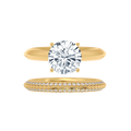 Round Lab Grown Diamond Engagement Set Ring in 18K Gold