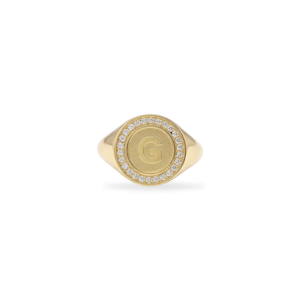 18K Gold Plated Silver Monogram Initial Ring SS25R001G