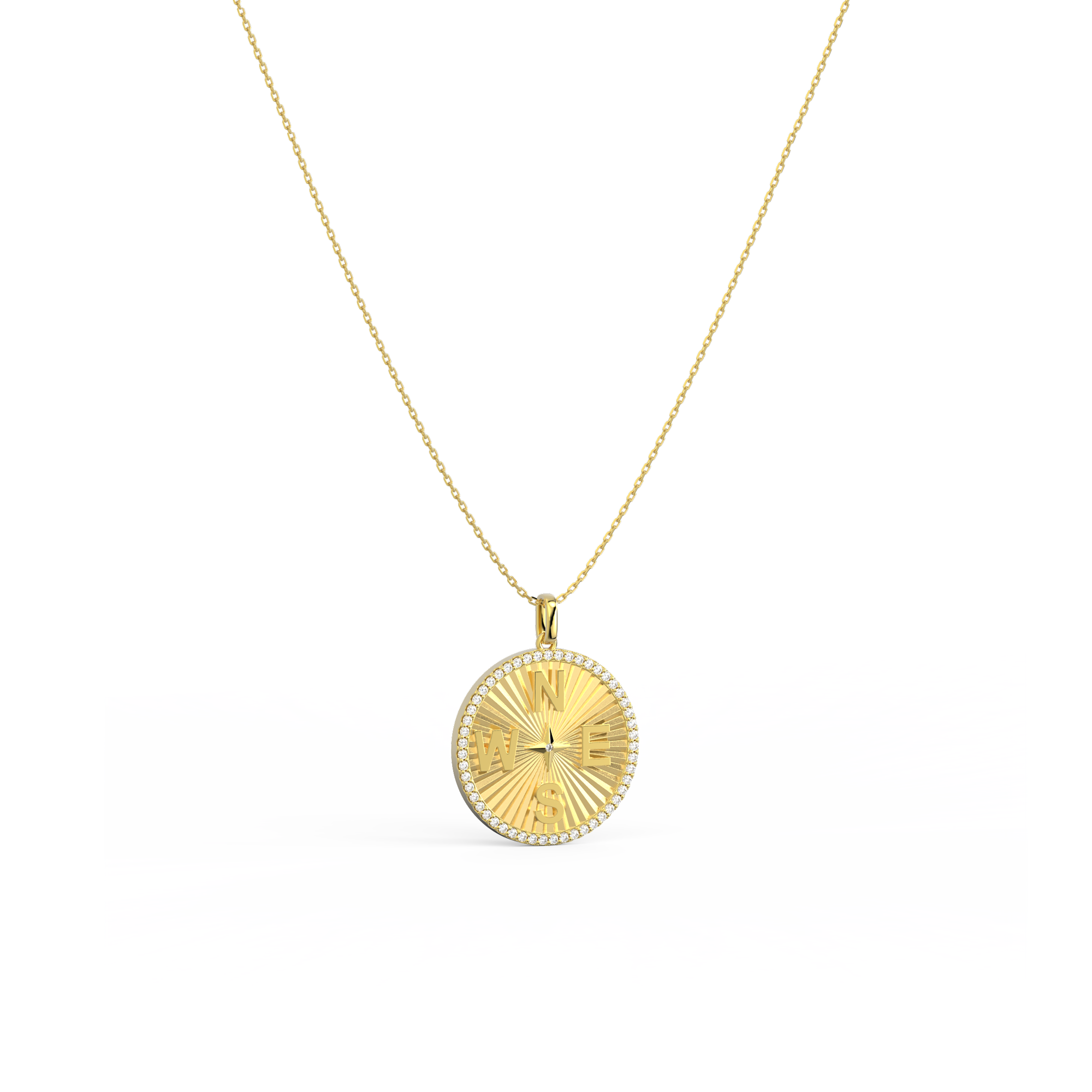 18k Gold Plated Personal Story Medallion Necklace – Lucky Symbol & Engravable（Pleated）AW24N007A