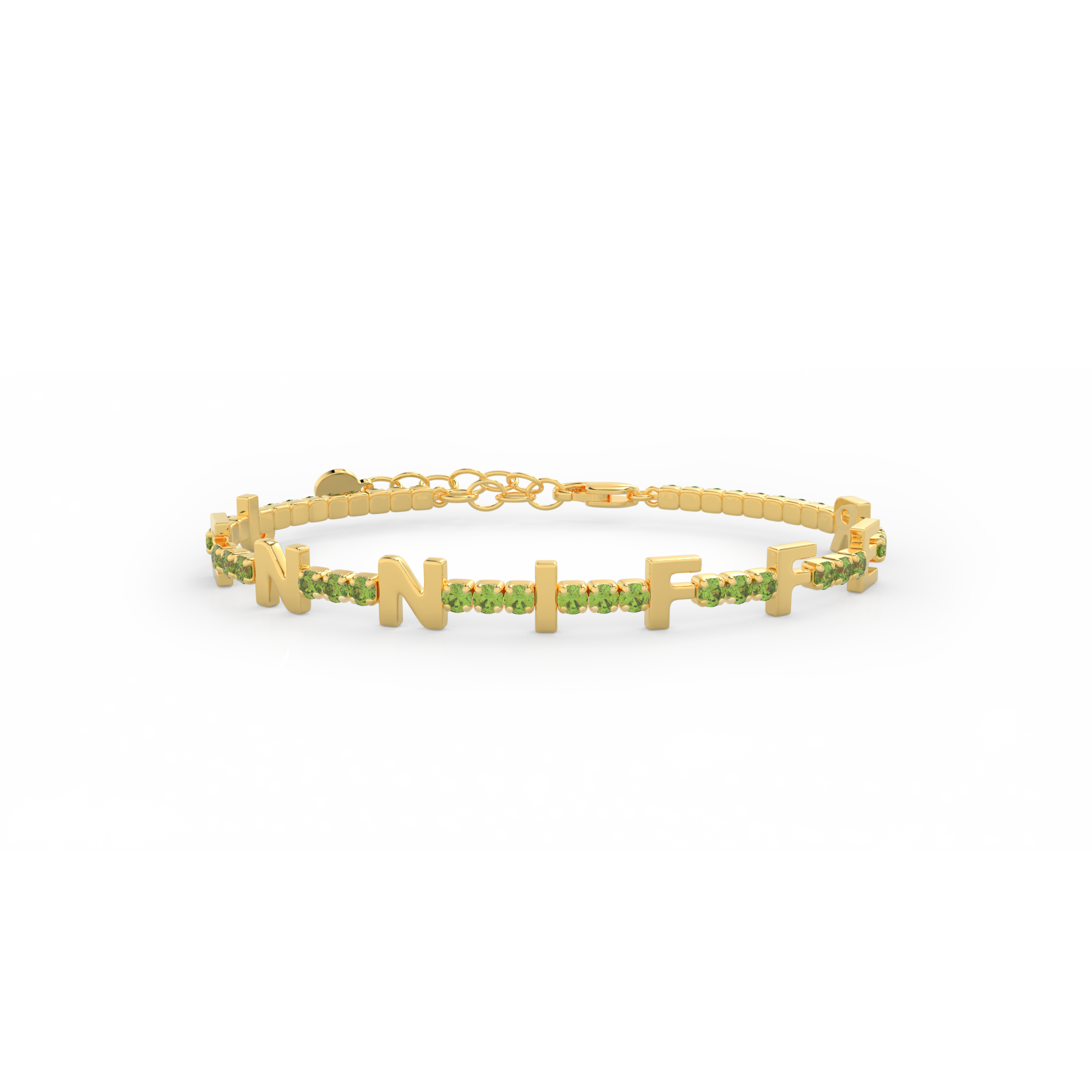 Peridot Birthstone Tennis Bracelet 18K yellow Gold SB001C