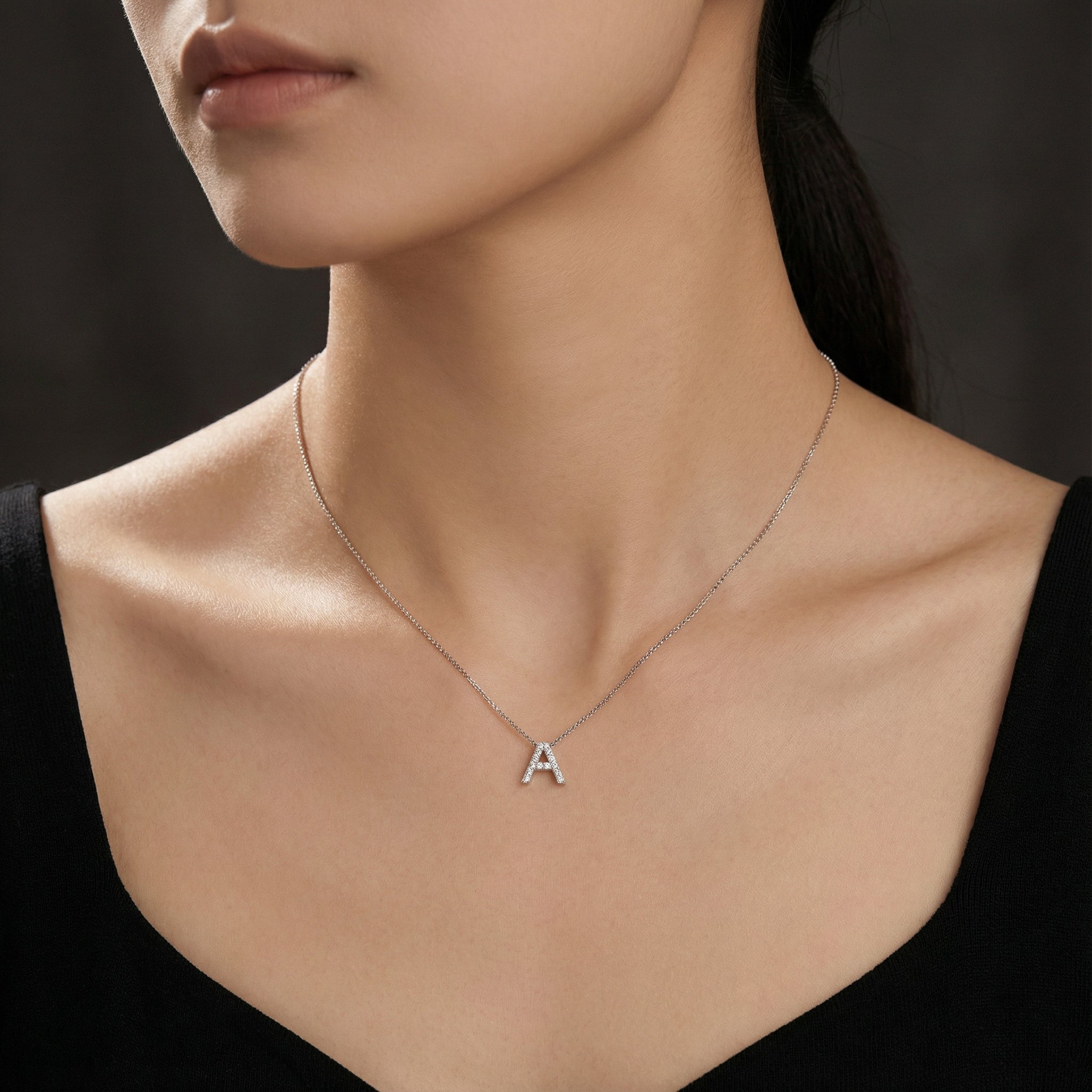 Rhodium Plated Initial Necklace AW24N006R