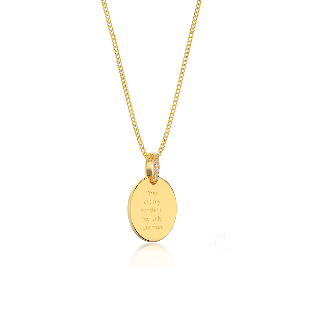 18K Gold Plated Silver Oval Engravable Necklace SS25N001O
