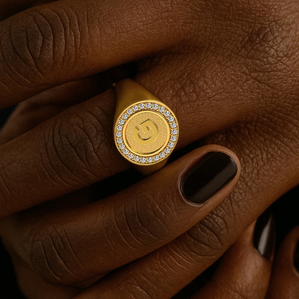 18K Gold Plated Silver Monogram Initial Ring SS25R001G
